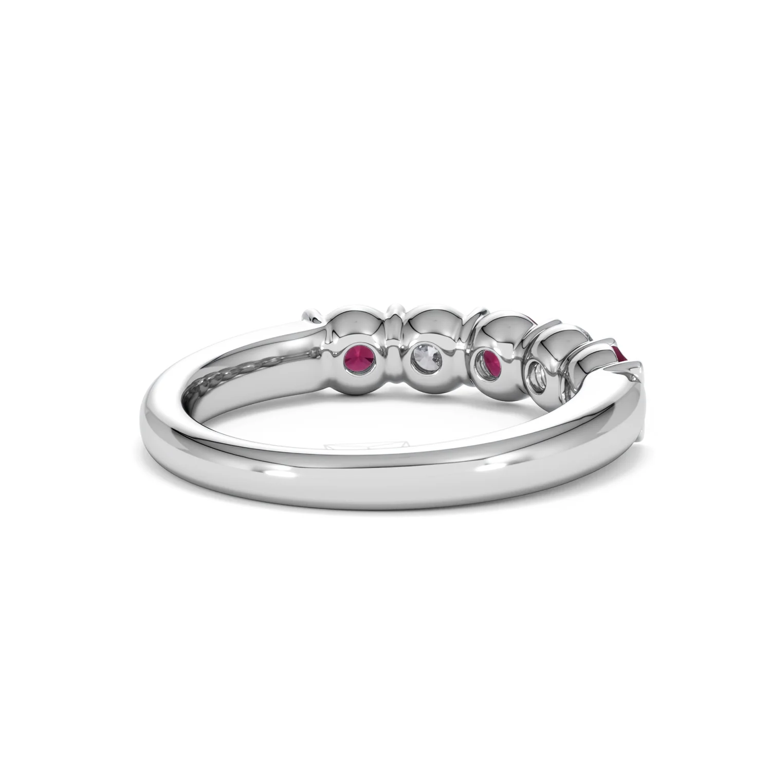 Solene 0.75ct Round Cut Lab Ruby and Lab Diamond Half Eternity Ring in 18K White Gold - Image 41