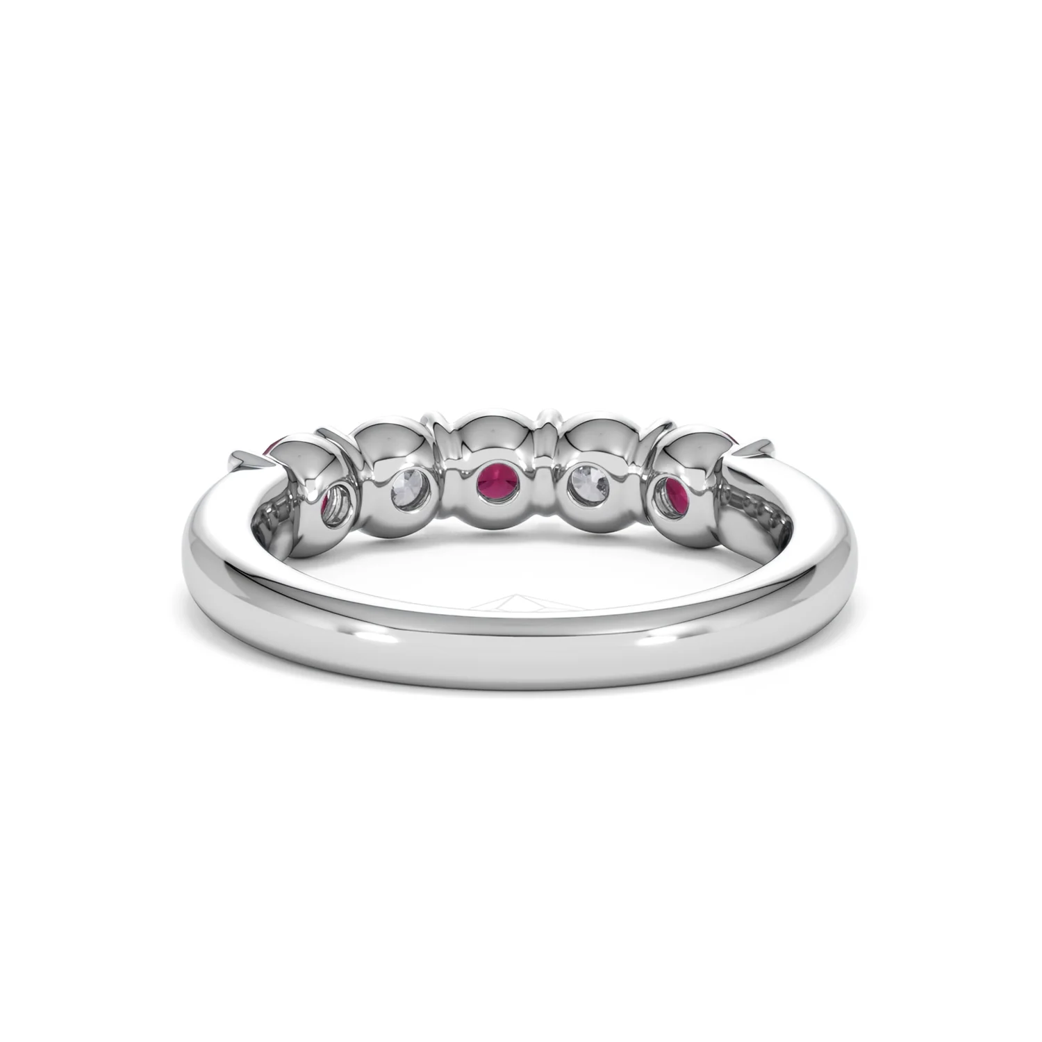 Solene 0.75ct Round Cut Lab Ruby and Lab Diamond Half Eternity Ring in 18K White Gold - Image 50