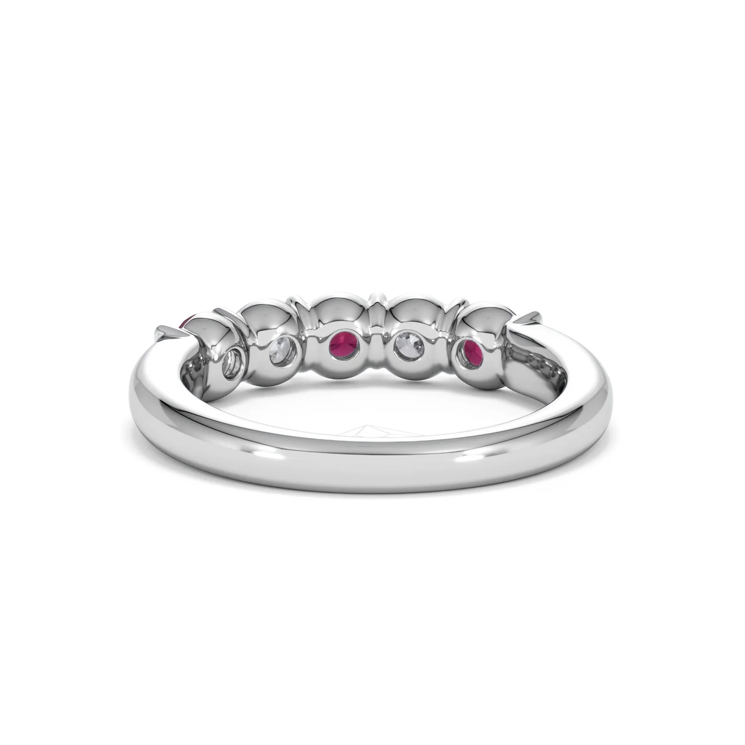 Solene 0.75ct Round Cut Lab Ruby and Lab Diamond Half Eternity Ring in 18K White Gold - Image 51