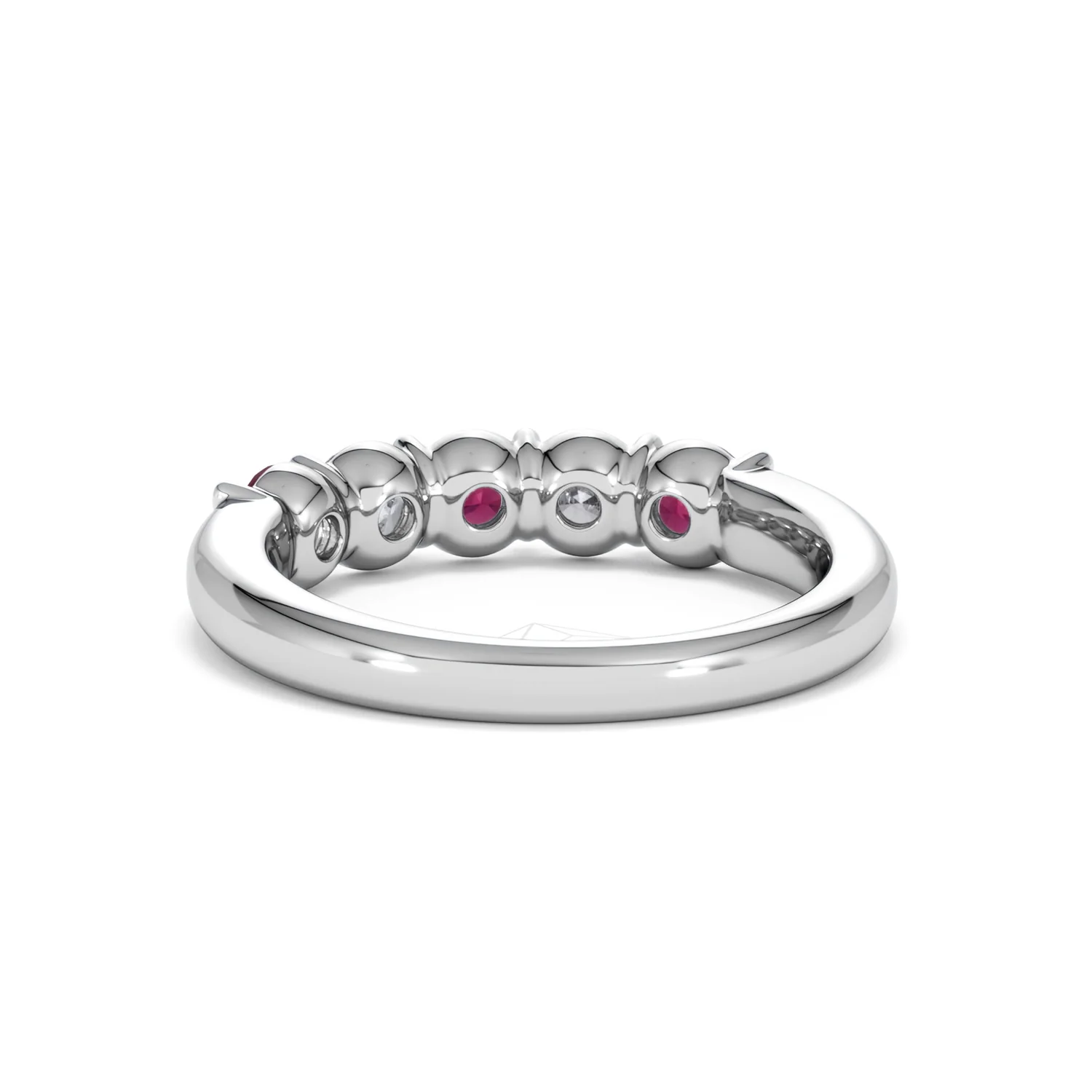 Solene 0.75ct Round Cut Lab Ruby and Lab Diamond Half Eternity Ring in 18K White Gold - Image 52