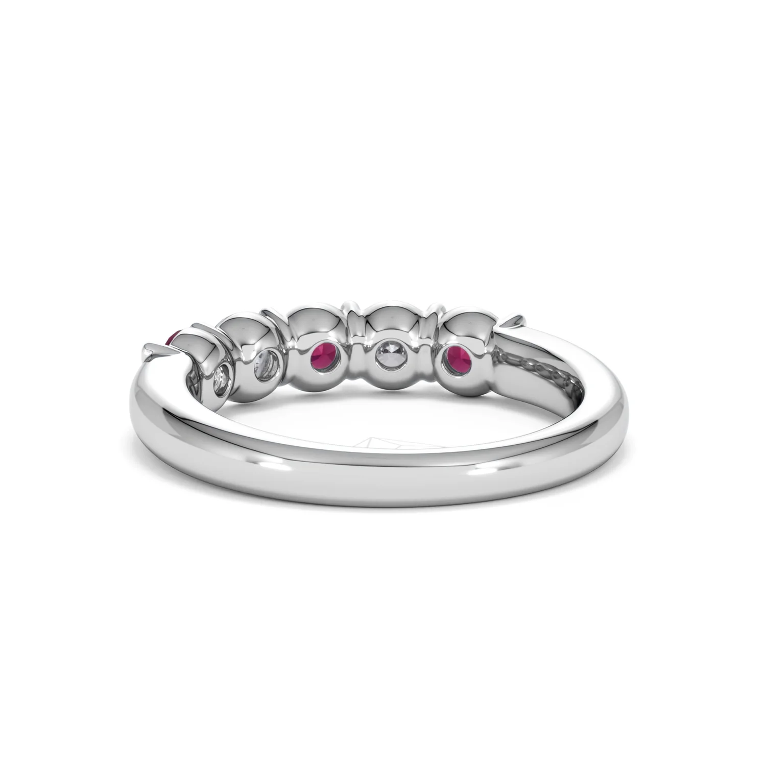 Solene 0.75ct Round Cut Lab Ruby and Lab Diamond Half Eternity Ring in 18K White Gold - Image 53