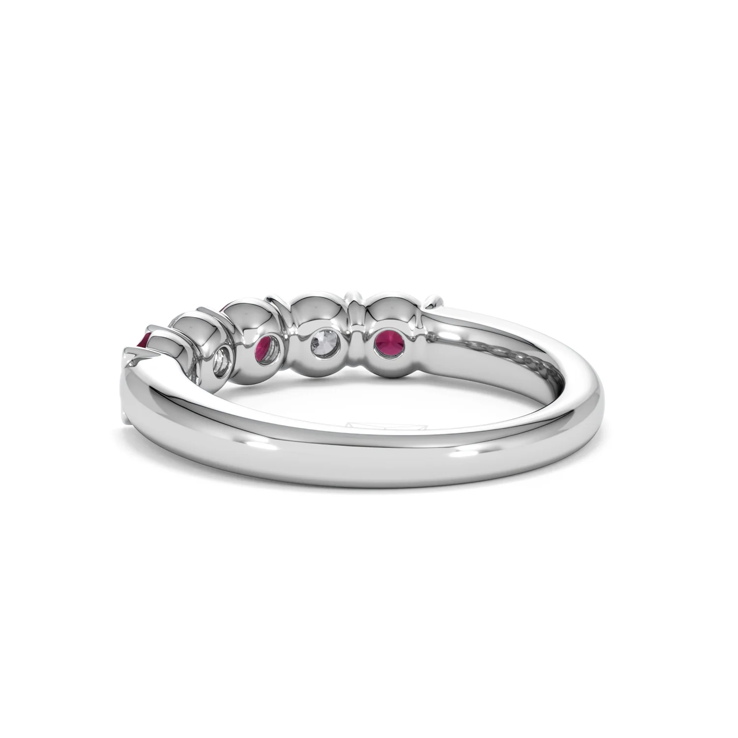 Solene 0.75ct Round Cut Lab Ruby and Lab Diamond Half Eternity Ring in 18K White Gold - Image 57