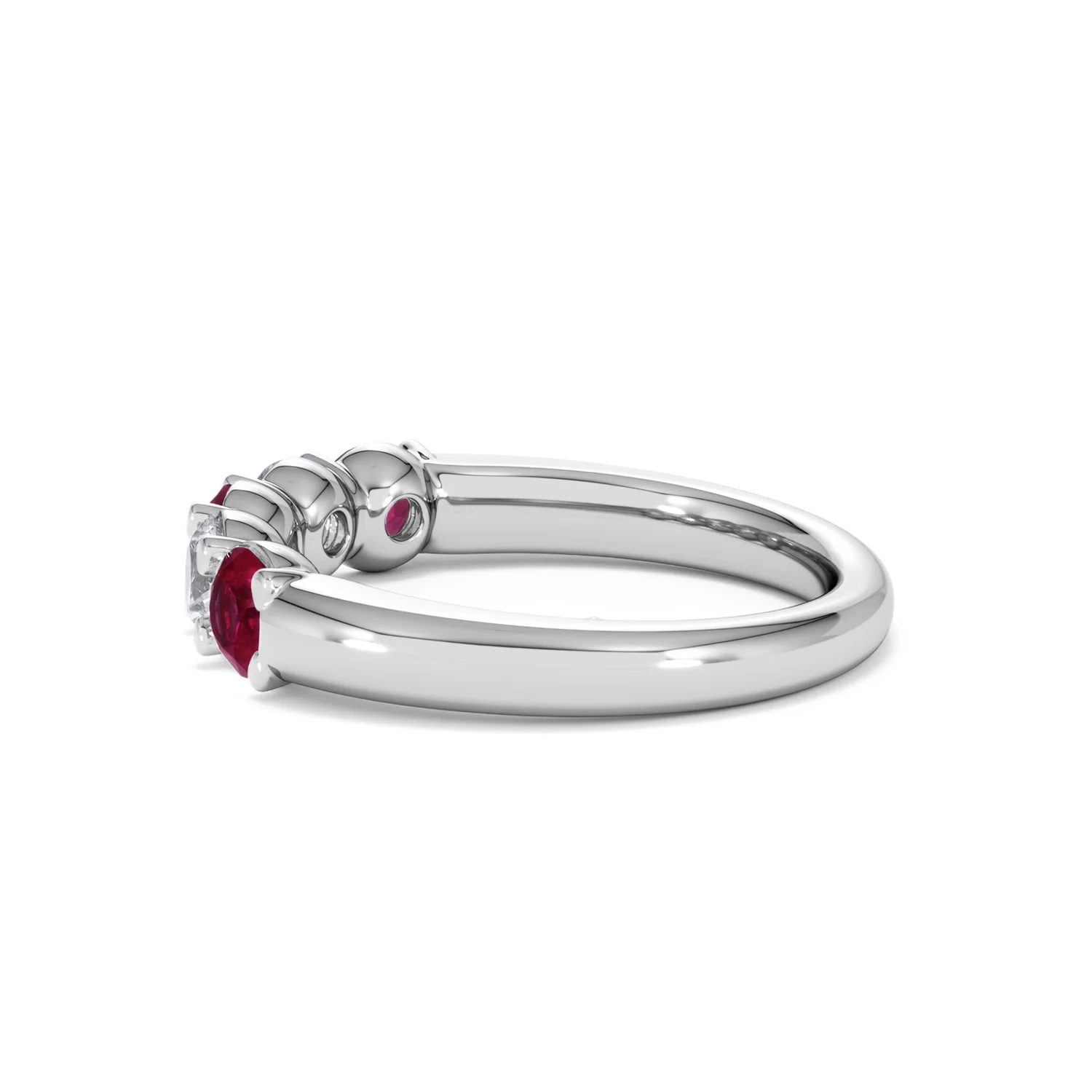 Solene 0.75ct Round Cut Lab Ruby and Lab Diamond Half Eternity Ring in 18K White Gold - Image 66