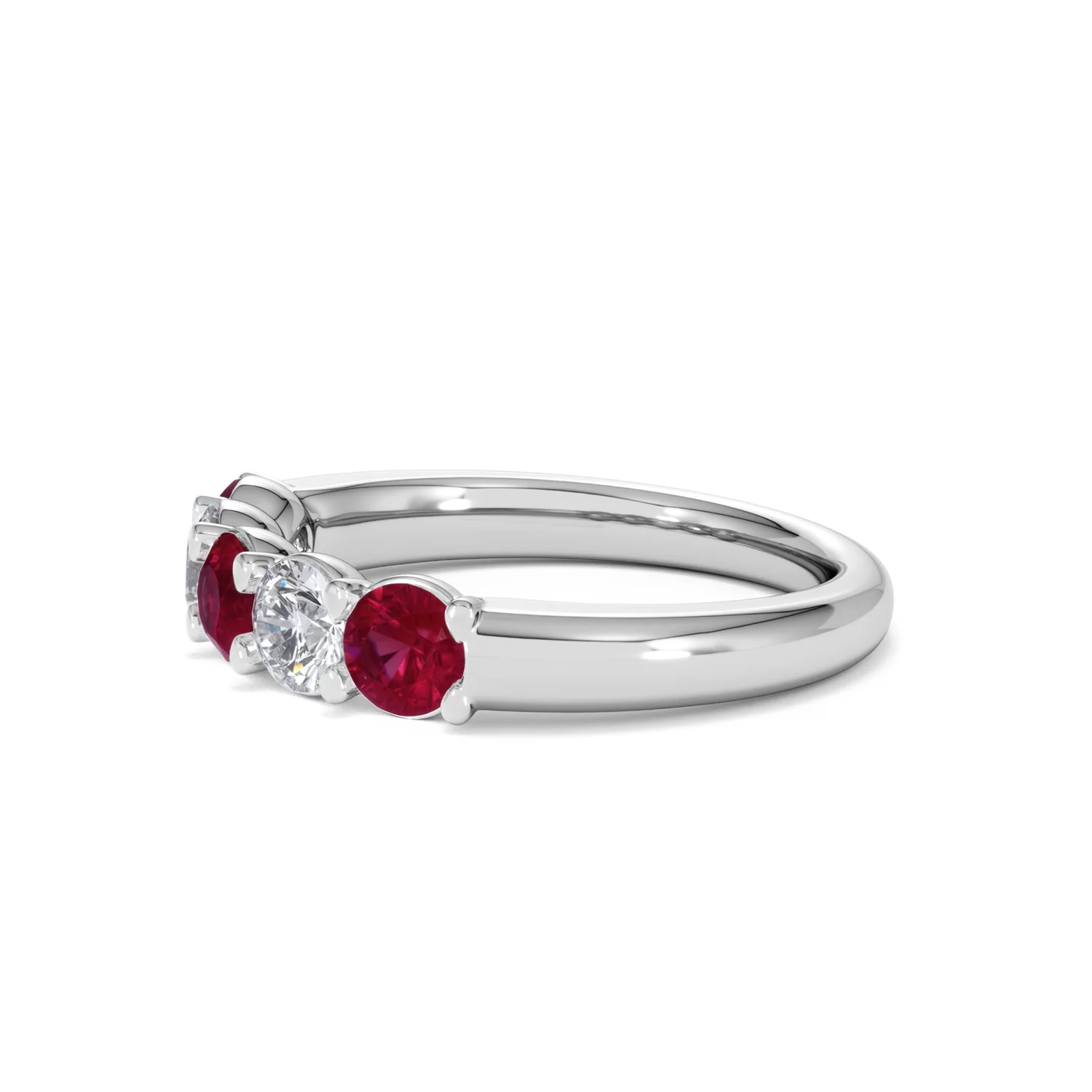 Solene 0.75ct Round Cut Lab Ruby and Lab Diamond Half Eternity Ring in 18K White Gold - Image 74