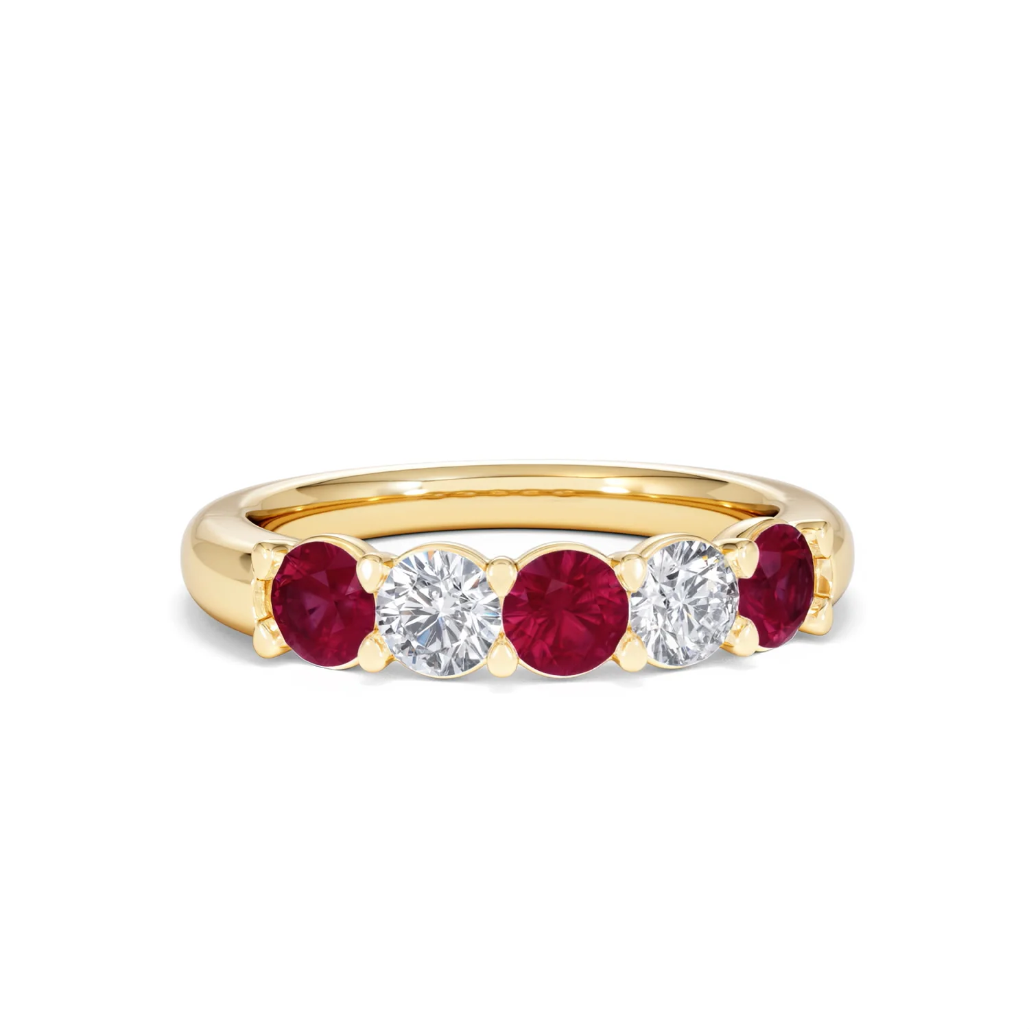 Solene 0.75ct Round Cut Lab Ruby and Lab Diamond Half Eternity Ring in 18K Yellow Gold - Image 11