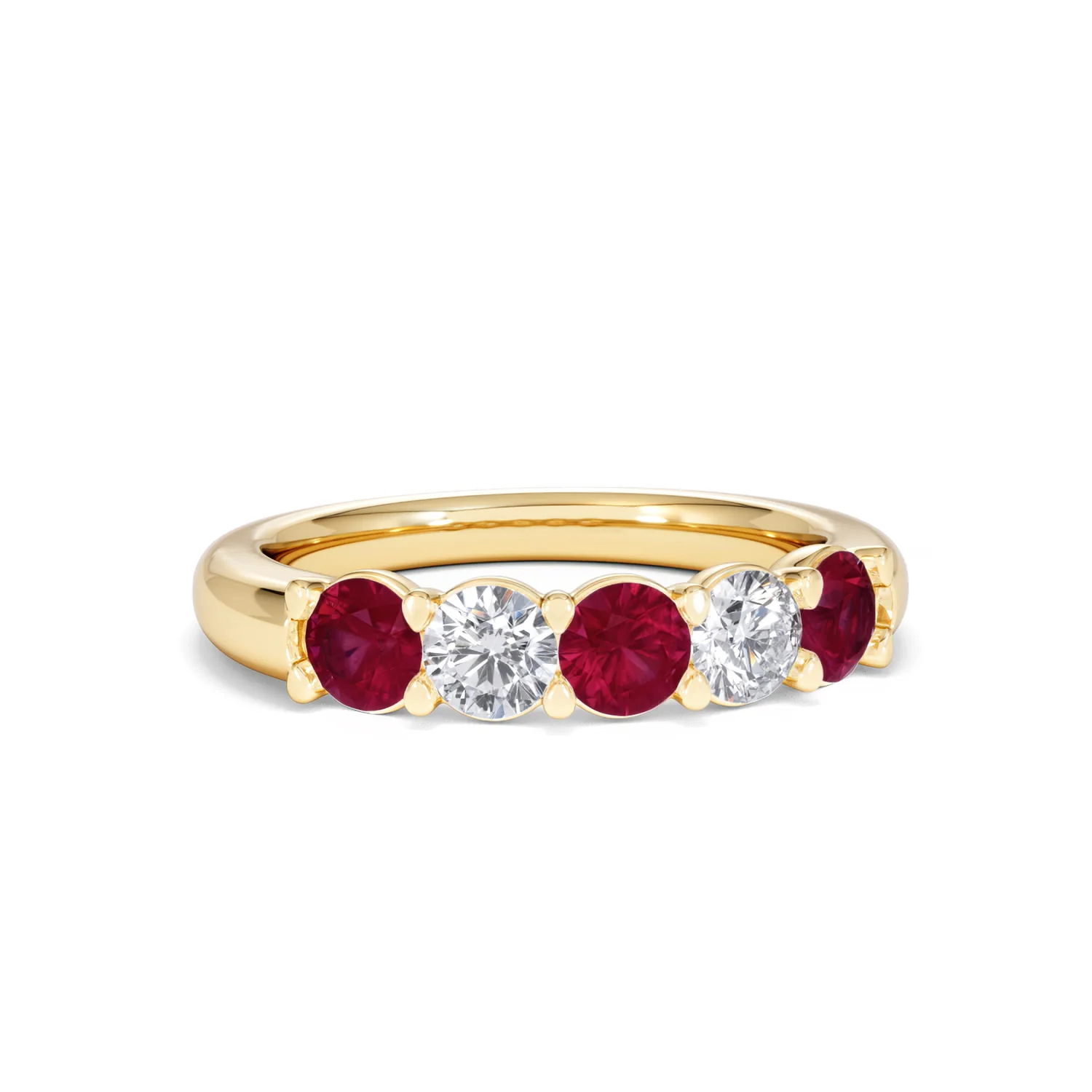 Solene 0.75ct Round Cut Lab Ruby and Lab Diamond Half Eternity Ring in 18K Yellow Gold - Image 12