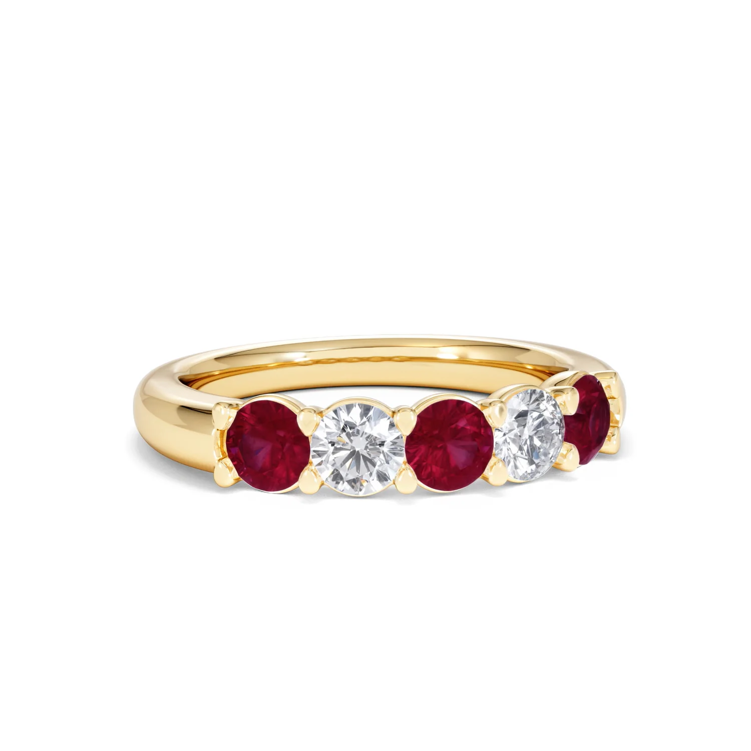 Solene 0.75ct Round Cut Lab Ruby and Lab Diamond Half Eternity Ring in 18K Yellow Gold - Image 13