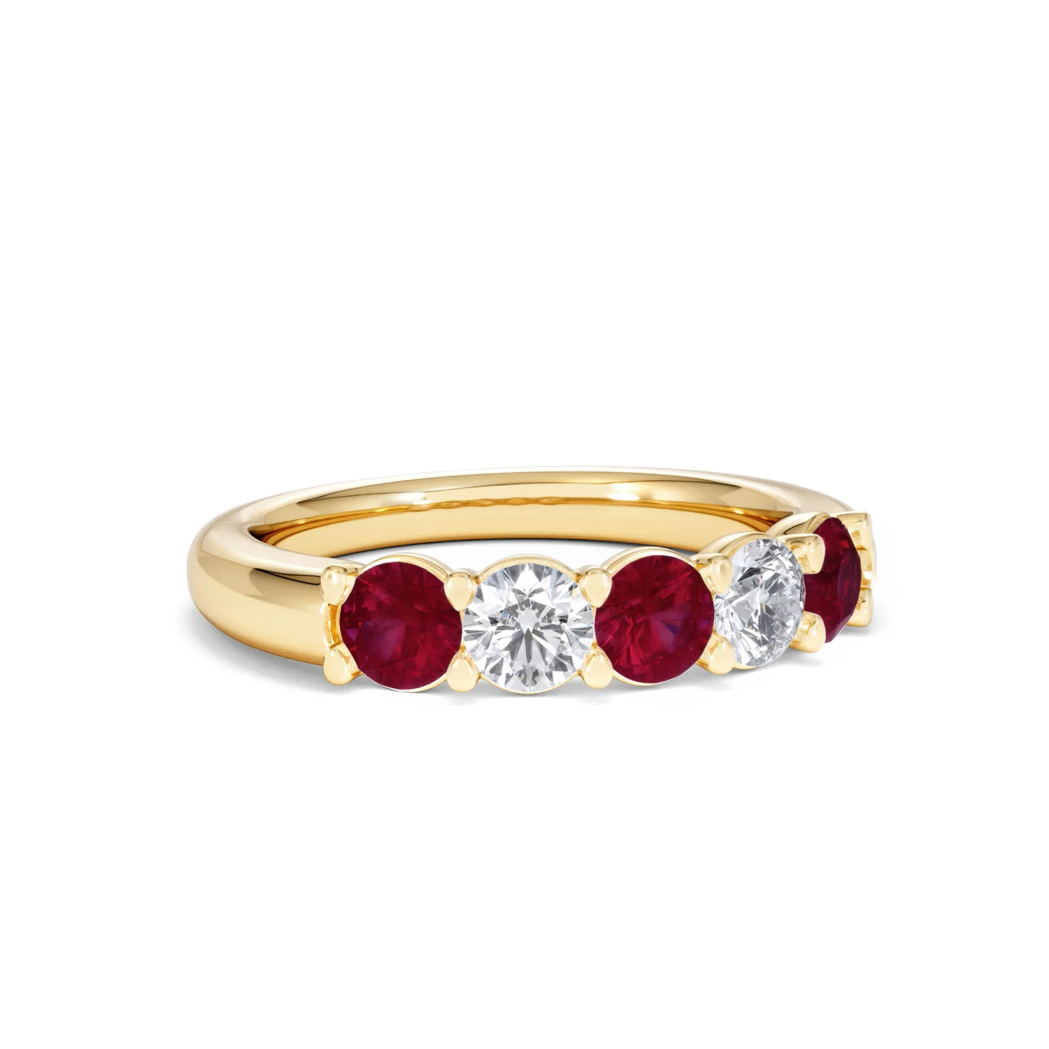 Solene 0.75ct Round Cut Lab Ruby and Lab Diamond Half Eternity Ring in 18K Yellow Gold - Image 14