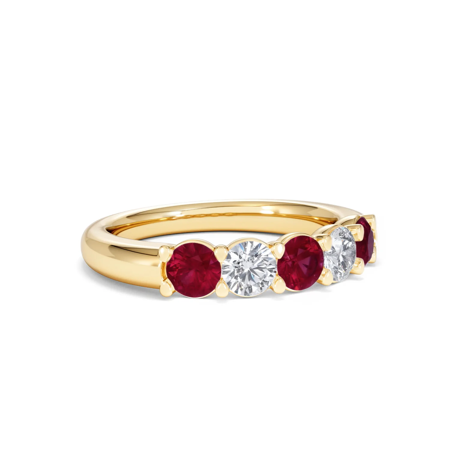 Solene 0.75ct Round Cut Lab Ruby and Lab Diamond Half Eternity Ring in 18K Yellow Gold - Image 16