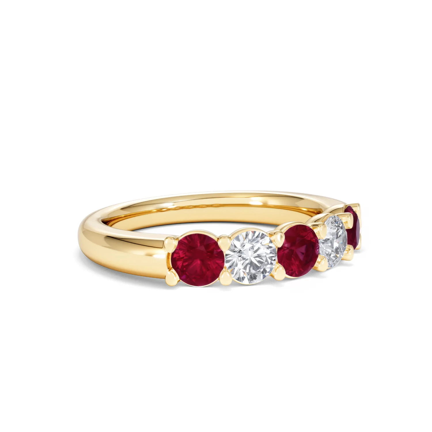 Solene 0.75ct Round Cut Lab Ruby and Lab Diamond Half Eternity Ring in 18K Yellow Gold - Image 17