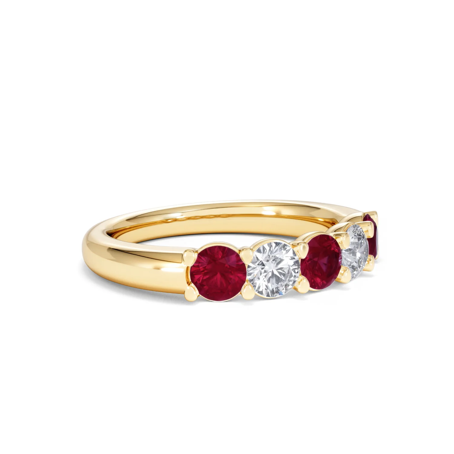 Solene 0.75ct Round Cut Lab Ruby and Lab Diamond Half Eternity Ring in 18K Yellow Gold - Image 18