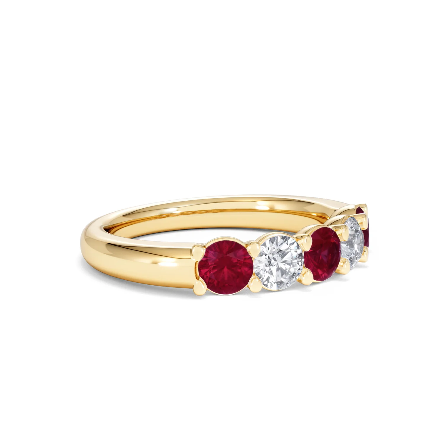 Solene 0.75ct Round Cut Lab Ruby and Lab Diamond Half Eternity Ring in 18K Yellow Gold - Image 19
