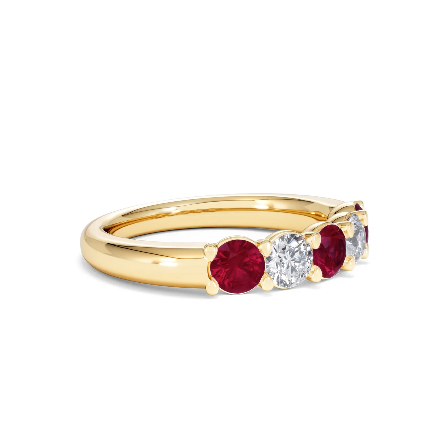 Solene 0.75ct Round Cut Lab Ruby and Lab Diamond Half Eternity Ring in 18K Yellow Gold - Image 20