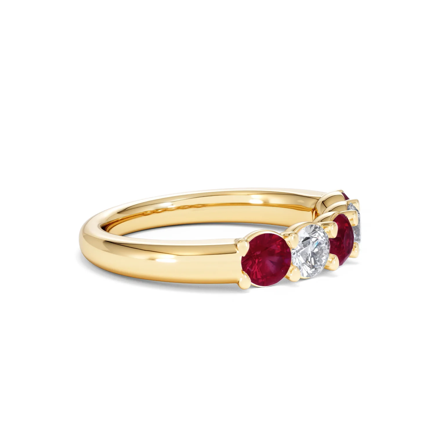 Solene 0.75ct Round Cut Lab Ruby and Lab Diamond Half Eternity Ring in 18K Yellow Gold - Image 23