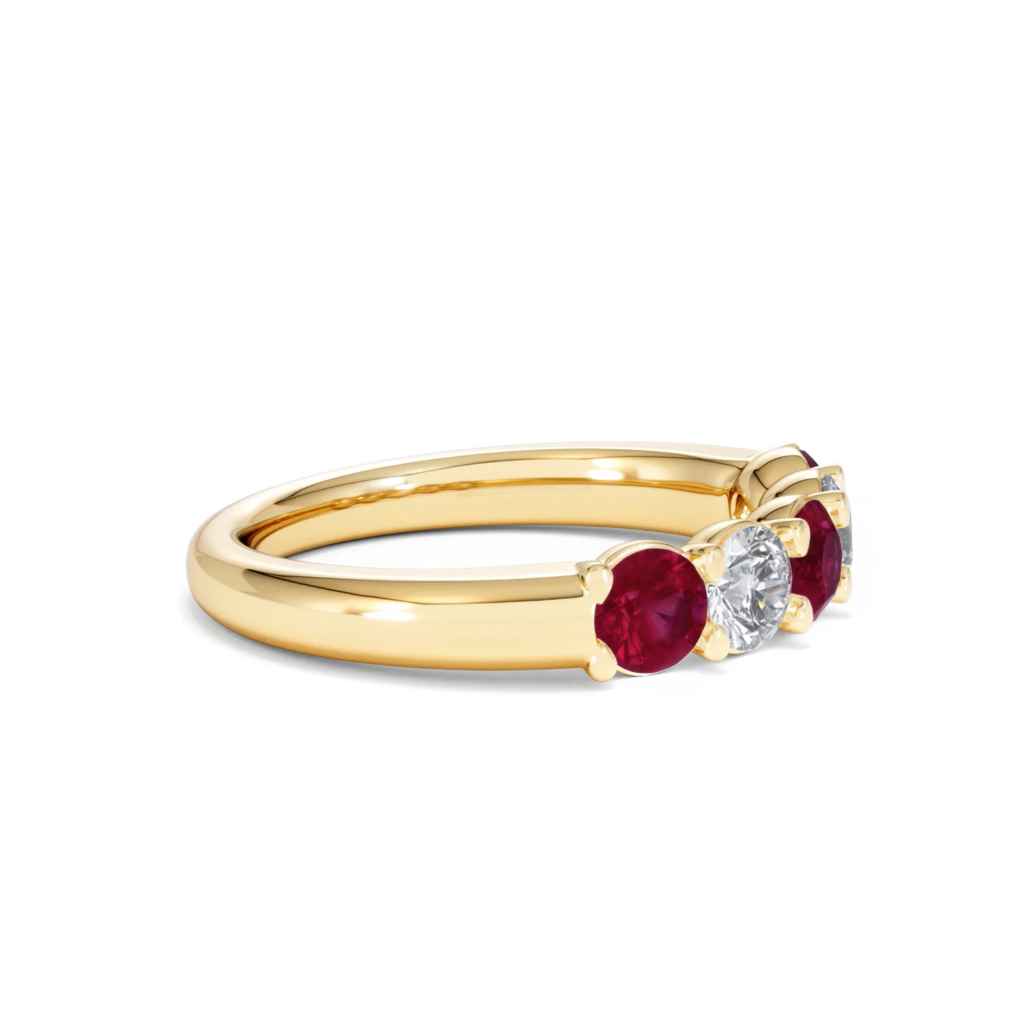 Solene 0.75ct Round Cut Lab Ruby and Lab Diamond Half Eternity Ring in 18K Yellow Gold - Image 24