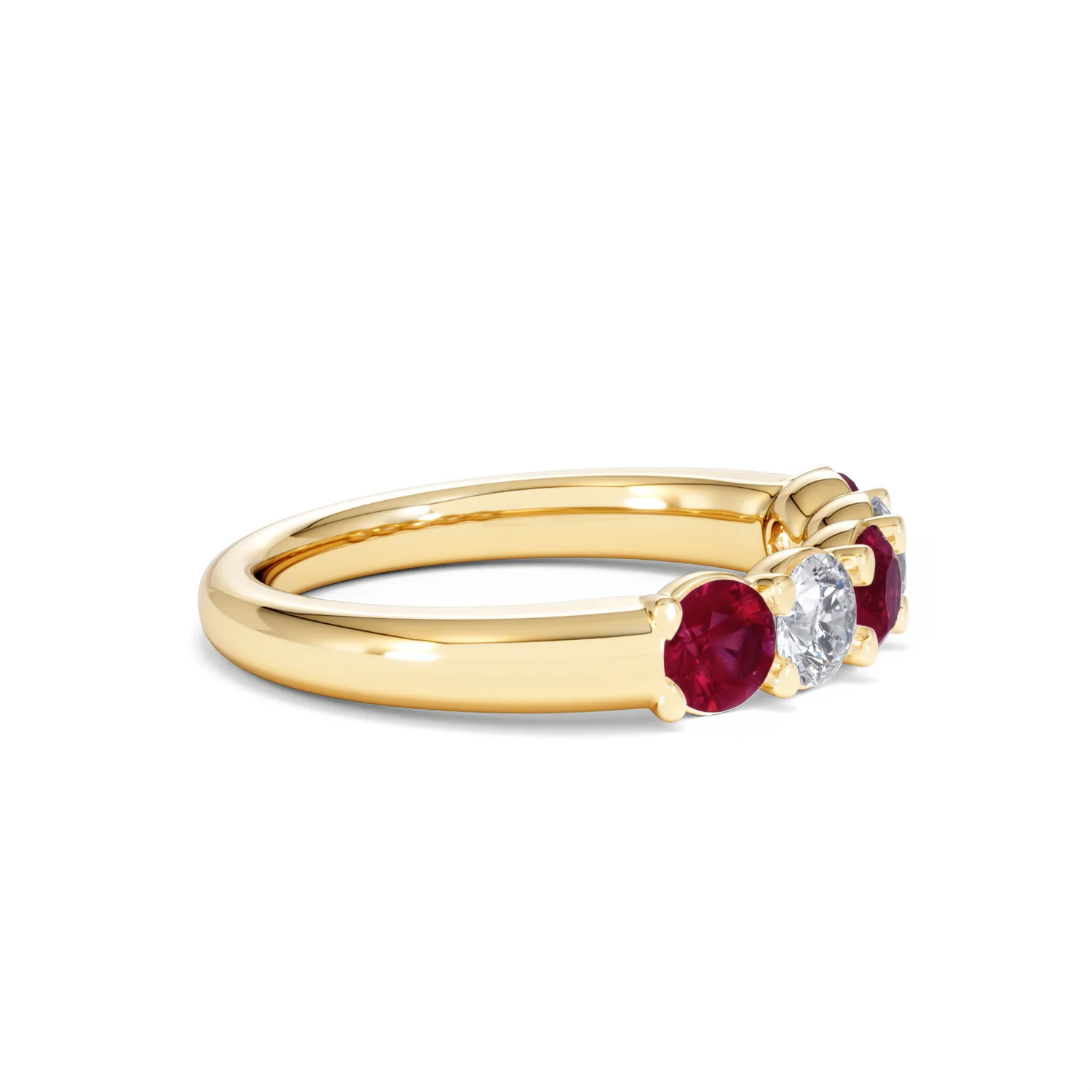 Solene 0.75ct Round Cut Lab Ruby and Lab Diamond Half Eternity Ring in 18K Yellow Gold - Image 25