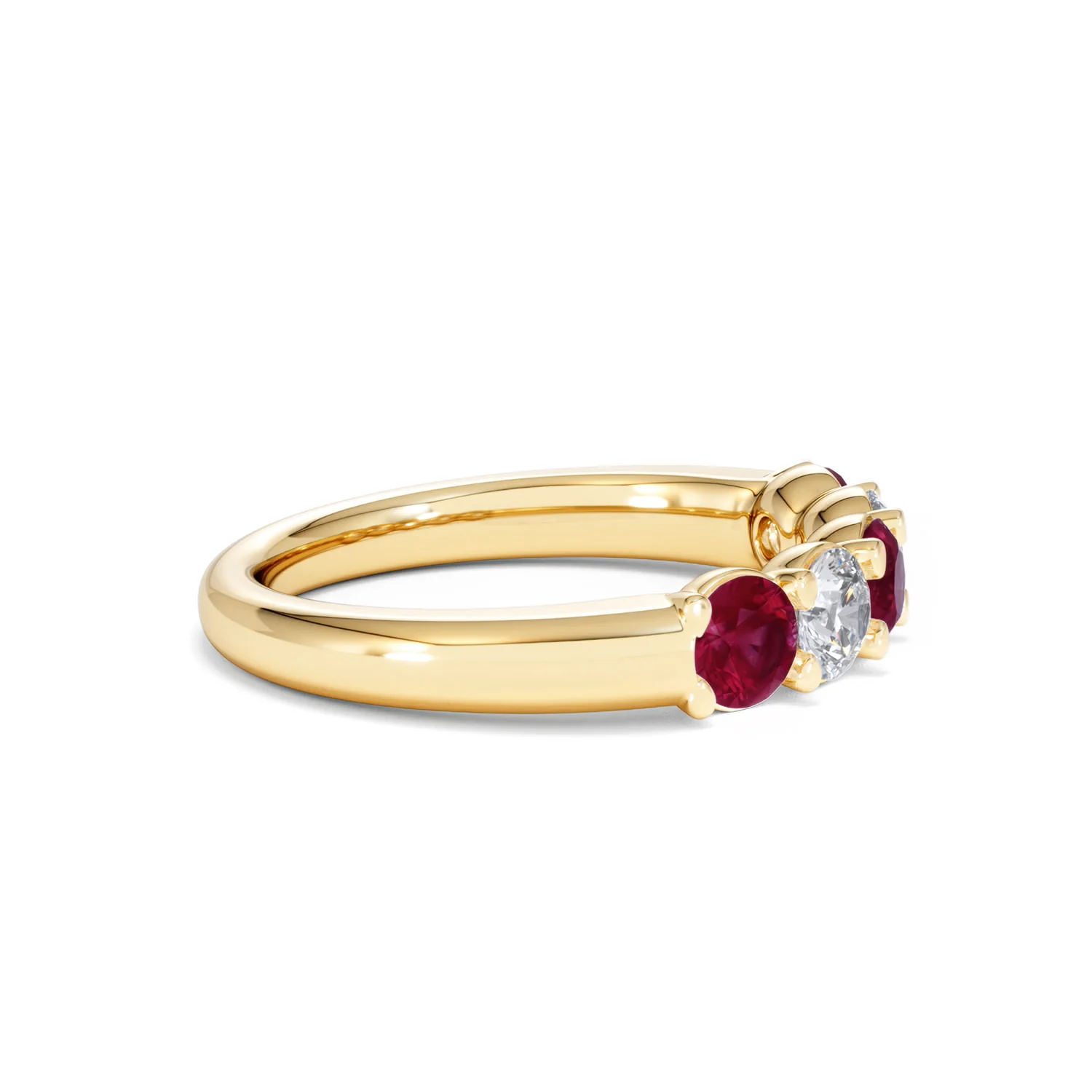 Solene 0.75ct Round Cut Lab Ruby and Lab Diamond Half Eternity Ring in 18K Yellow Gold - Image 26