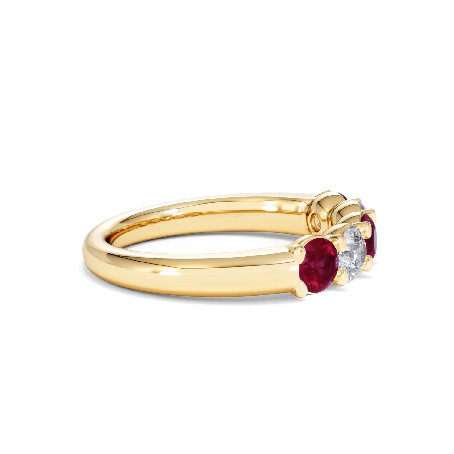 Solene 0.75ct Round Cut Lab Ruby and Lab Diamond Half Eternity Ring in 18K Yellow Gold - Image 27