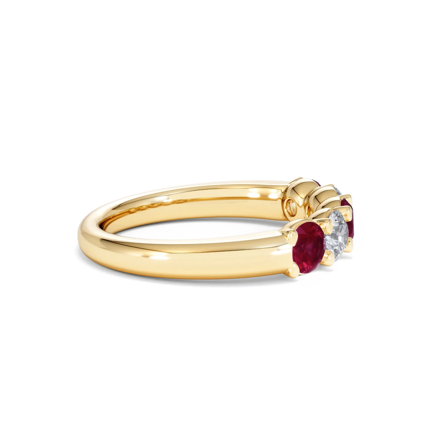 Solene 0.75ct Round Cut Lab Ruby and Lab Diamond Half Eternity Ring in 18K Yellow Gold - Image 28
