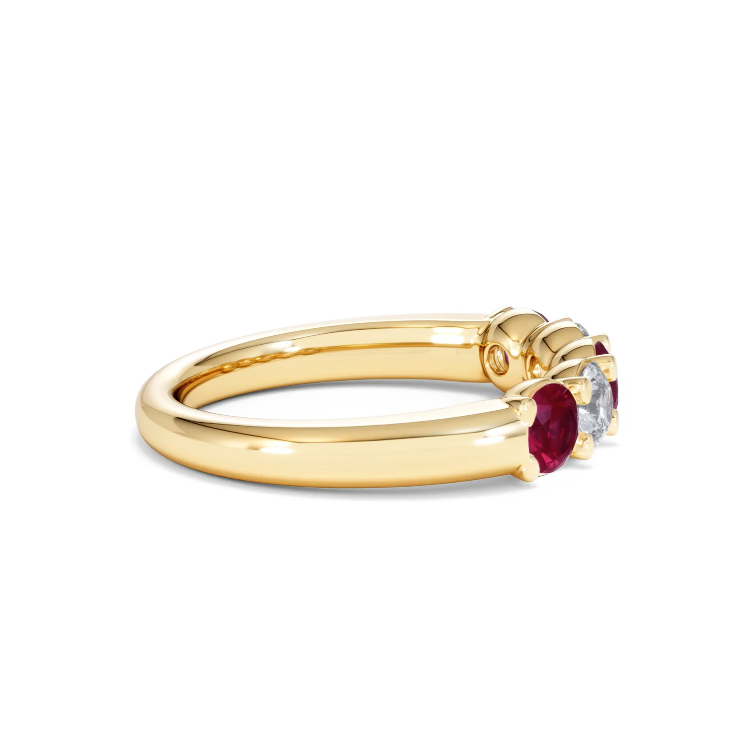 Solene 0.75ct Round Cut Lab Ruby and Lab Diamond Half Eternity Ring in 18K Yellow Gold - Image 29