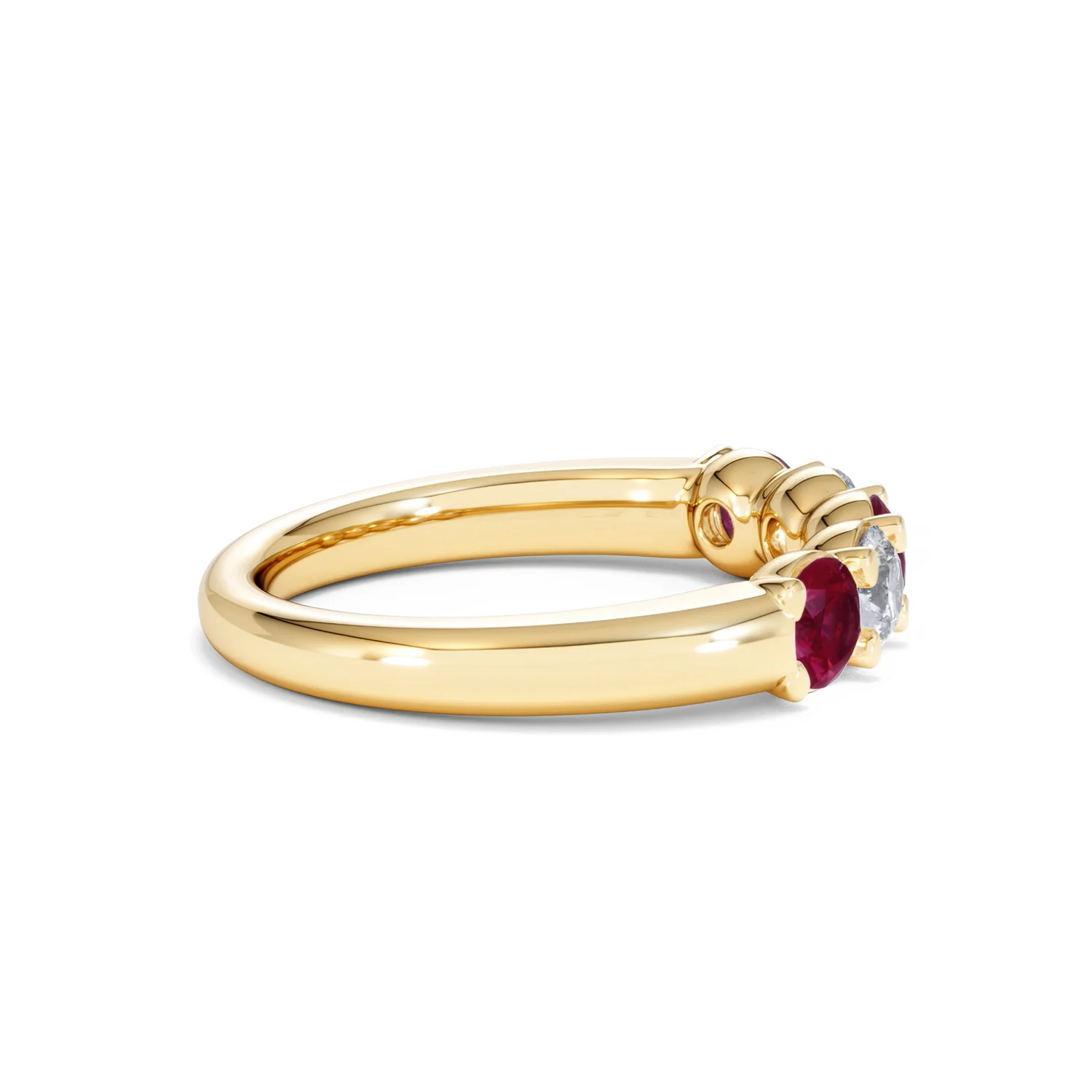 Solene 0.75ct Round Cut Lab Ruby and Lab Diamond Half Eternity Ring in 18K Yellow Gold - Image 30