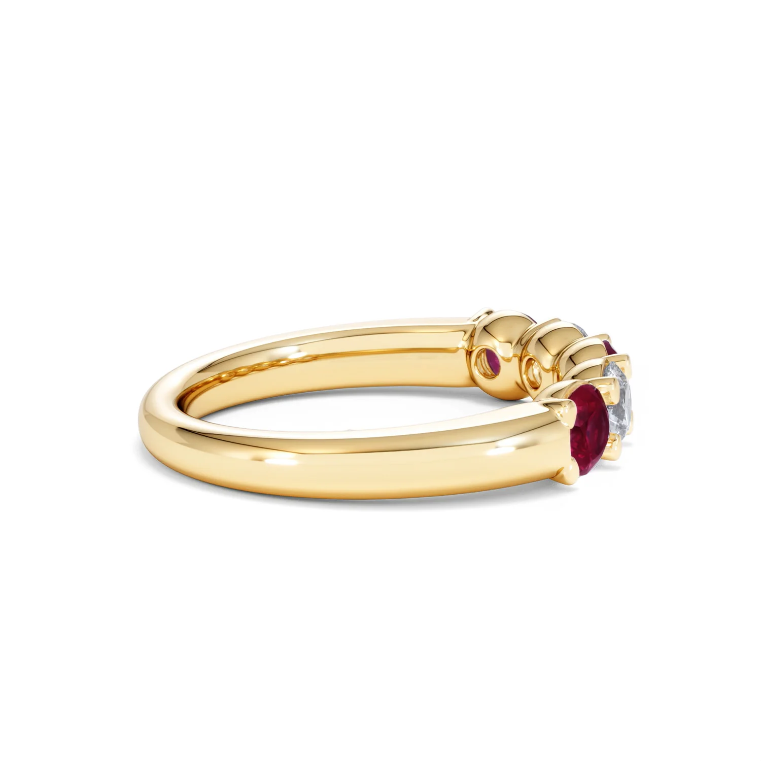 Solene 0.75ct Round Cut Lab Ruby and Lab Diamond Half Eternity Ring in 18K Yellow Gold - Image 31