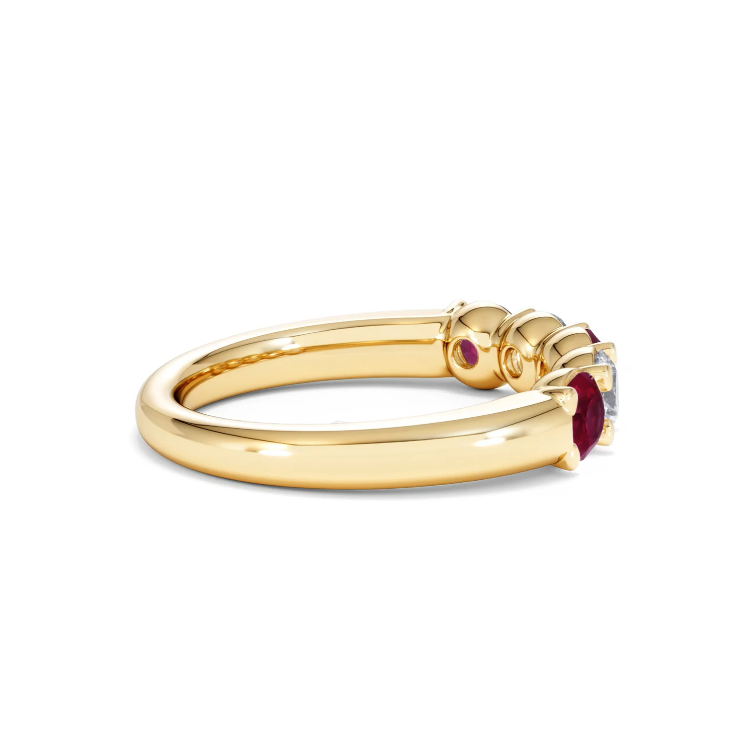 Solene 0.75ct Round Cut Lab Ruby and Lab Diamond Half Eternity Ring in 18K Yellow Gold - Image 32
