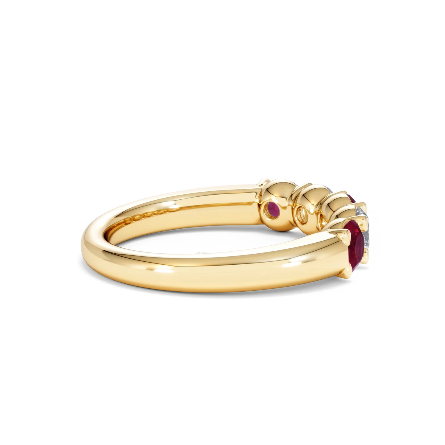 Solene 0.75ct Round Cut Lab Ruby and Lab Diamond Half Eternity Ring in 18K Yellow Gold - Image 33