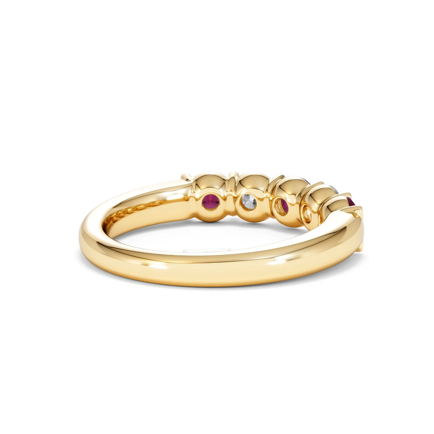 Solene 0.75ct Round Cut Lab Ruby and Lab Diamond Half Eternity Ring in 18K Yellow Gold - Image 40