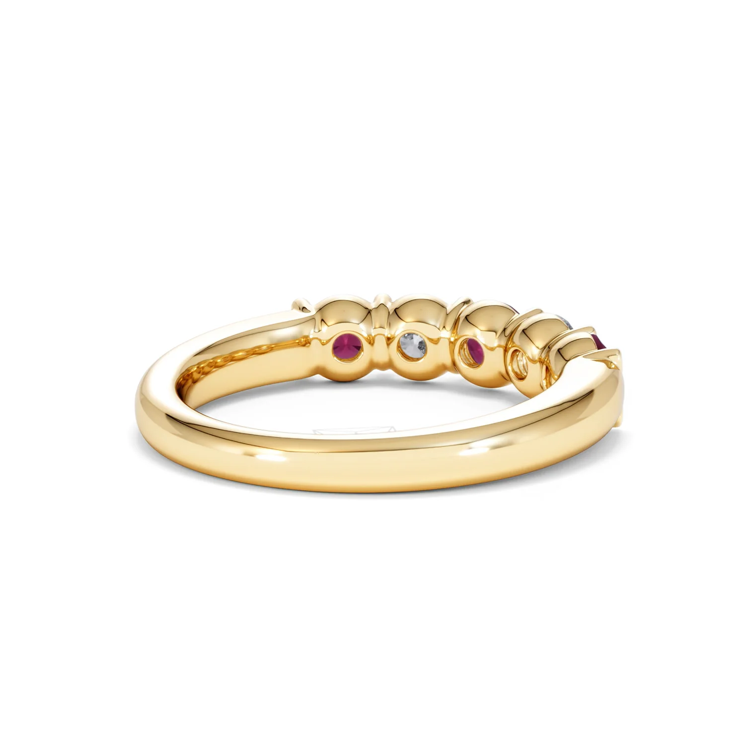 Solene 0.75ct Round Cut Lab Ruby and Lab Diamond Half Eternity Ring in 18K Yellow Gold - Image 41