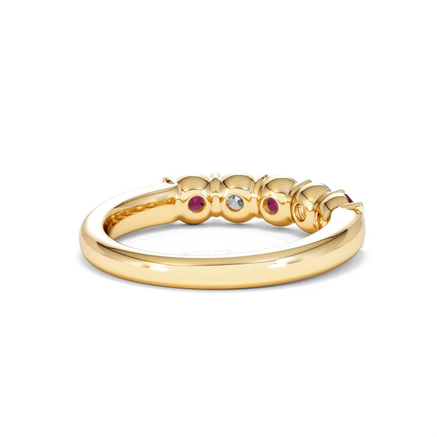 Solene 0.75ct Round Cut Lab Ruby and Lab Diamond Half Eternity Ring in 18K Yellow Gold - Image 42