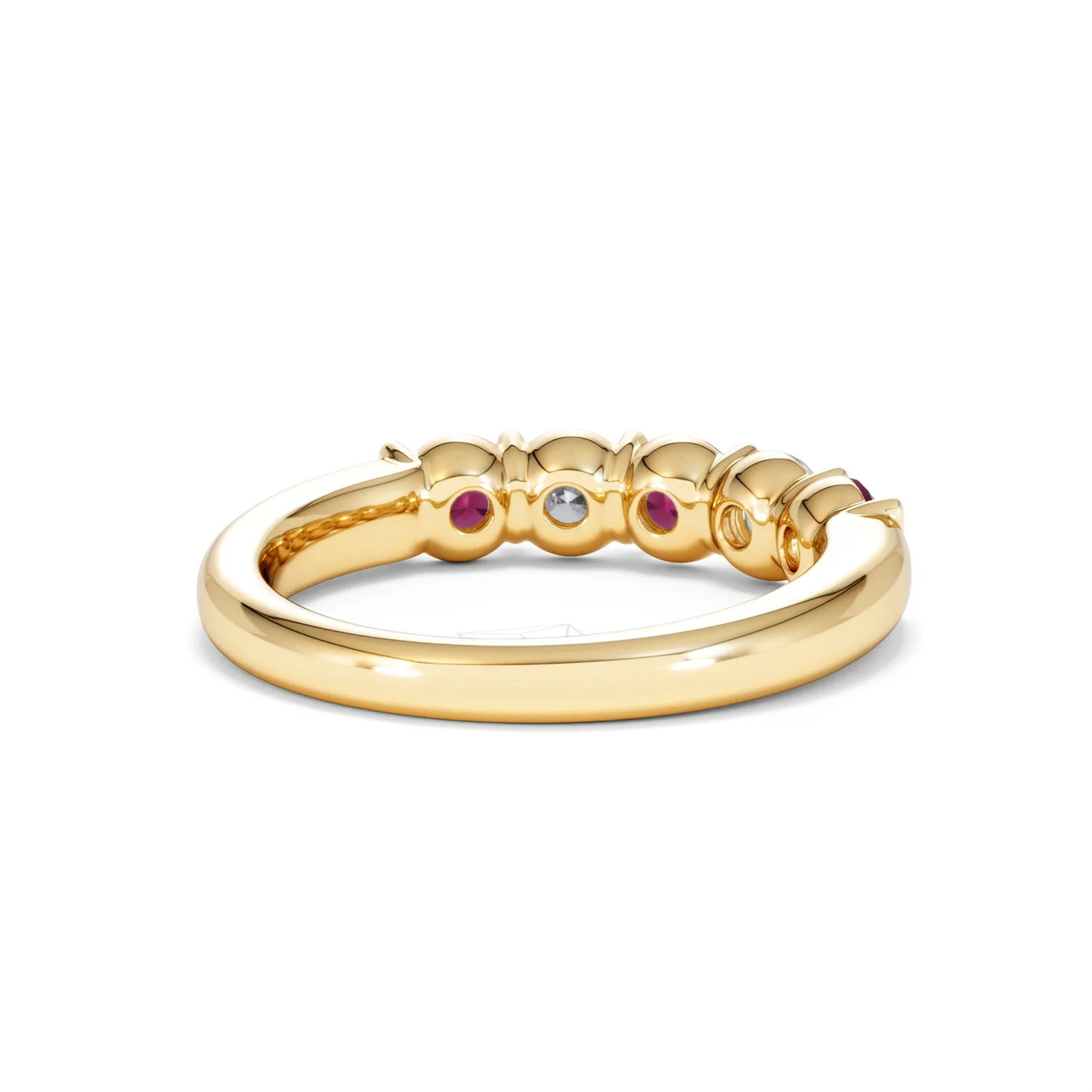 Solene 0.75ct Round Cut Lab Ruby and Lab Diamond Half Eternity Ring in 18K Yellow Gold - Image 43