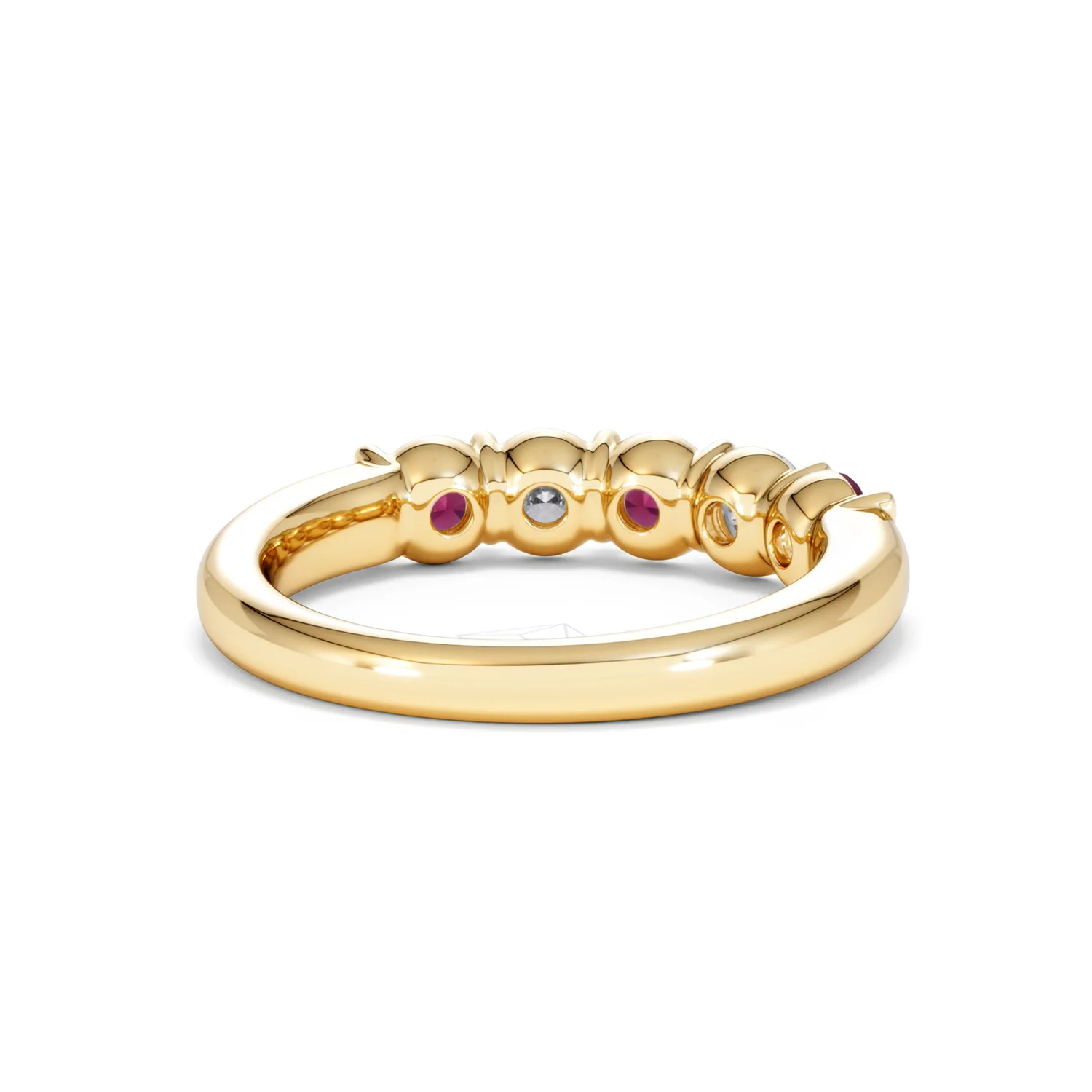 Solene 0.75ct Round Cut Lab Ruby and Lab Diamond Half Eternity Ring in 18K Yellow Gold - Image 44