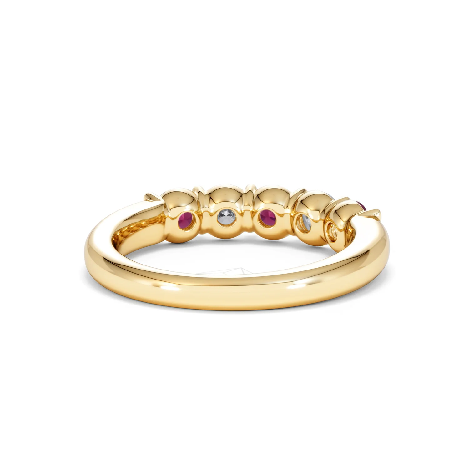 Solene 0.75ct Round Cut Lab Ruby and Lab Diamond Half Eternity Ring in 18K Yellow Gold - Image 45