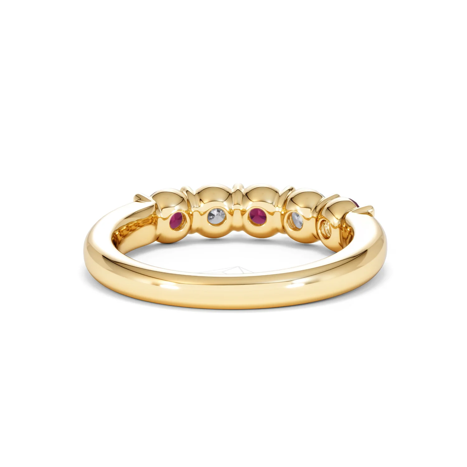 Solene 0.75ct Round Cut Lab Ruby and Lab Diamond Half Eternity Ring in 18K Yellow Gold - Image 46