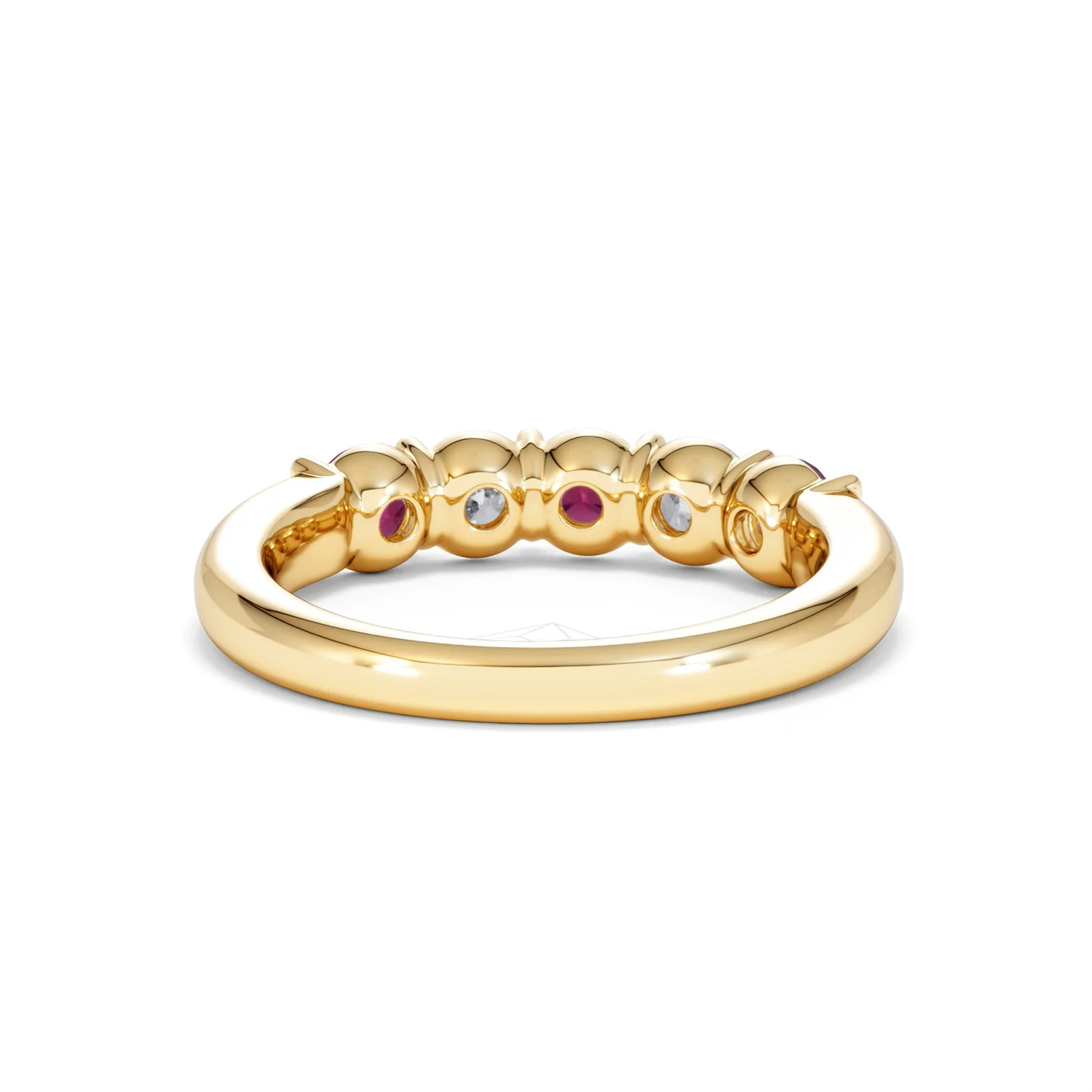 Solene 0.75ct Round Cut Lab Ruby and Lab Diamond Half Eternity Ring in 18K Yellow Gold - Image 47