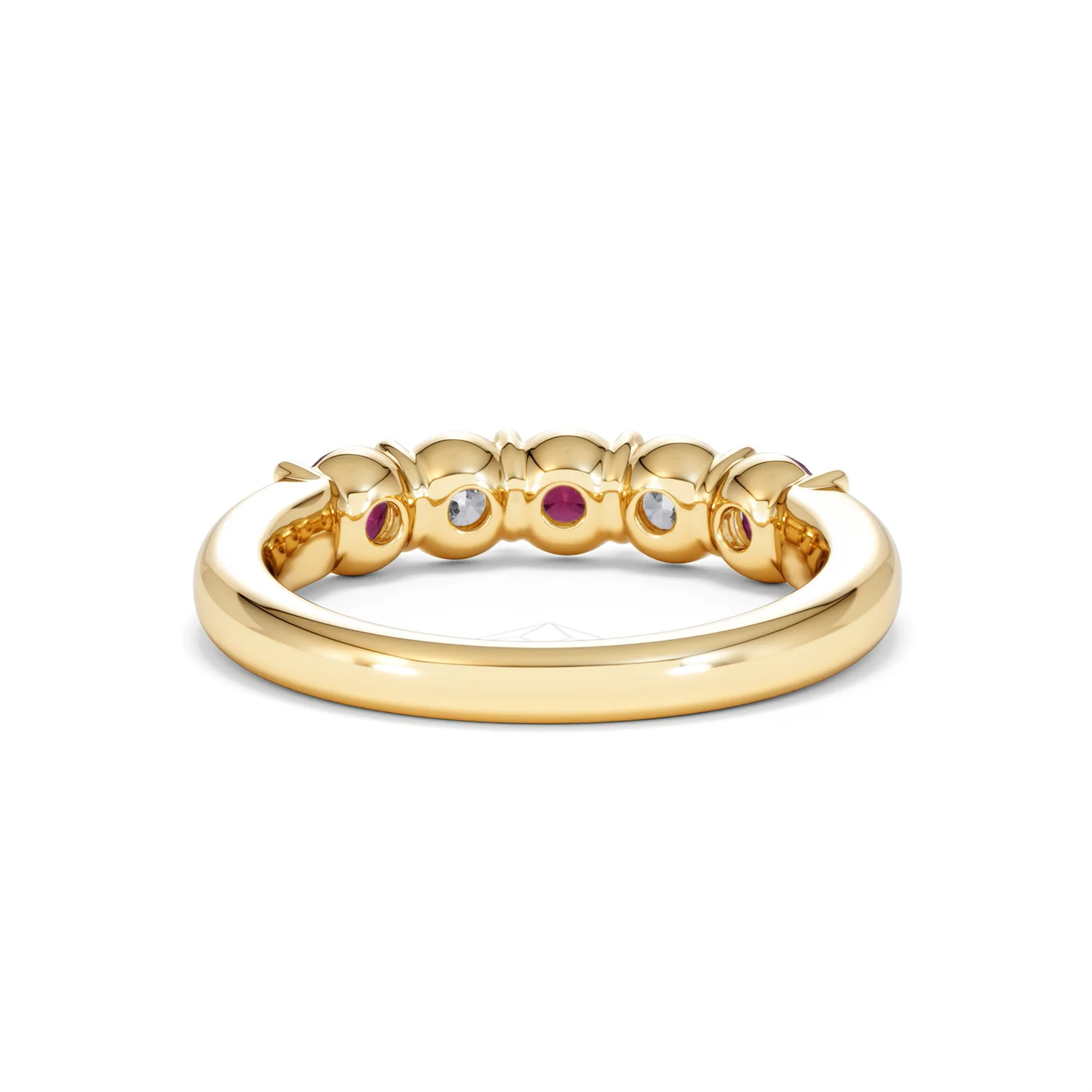 Solene 0.75ct Round Cut Lab Ruby and Lab Diamond Half Eternity Ring in 18K Yellow Gold - Image 48