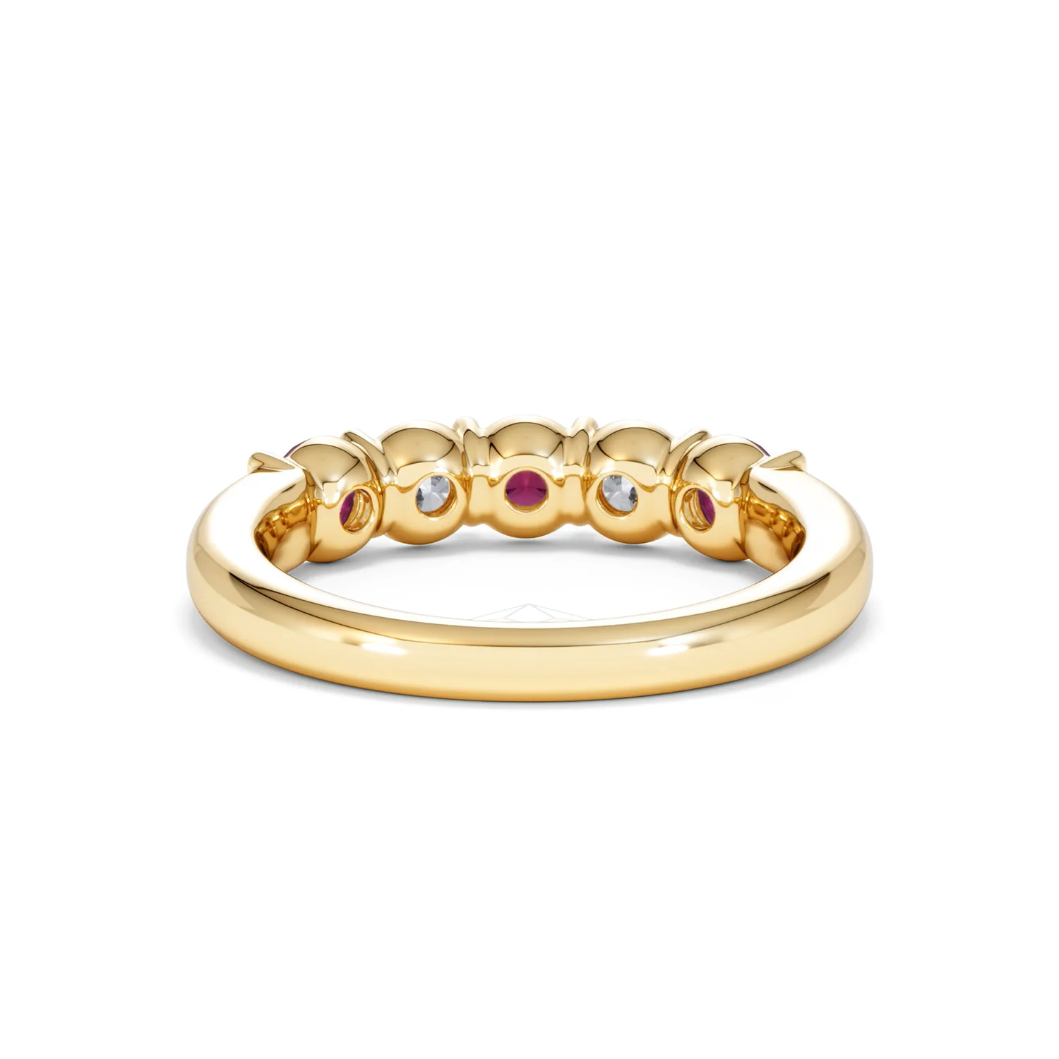 Solene 0.75ct Round Cut Lab Ruby and Lab Diamond Half Eternity Ring in 18K Yellow Gold - Image 49
