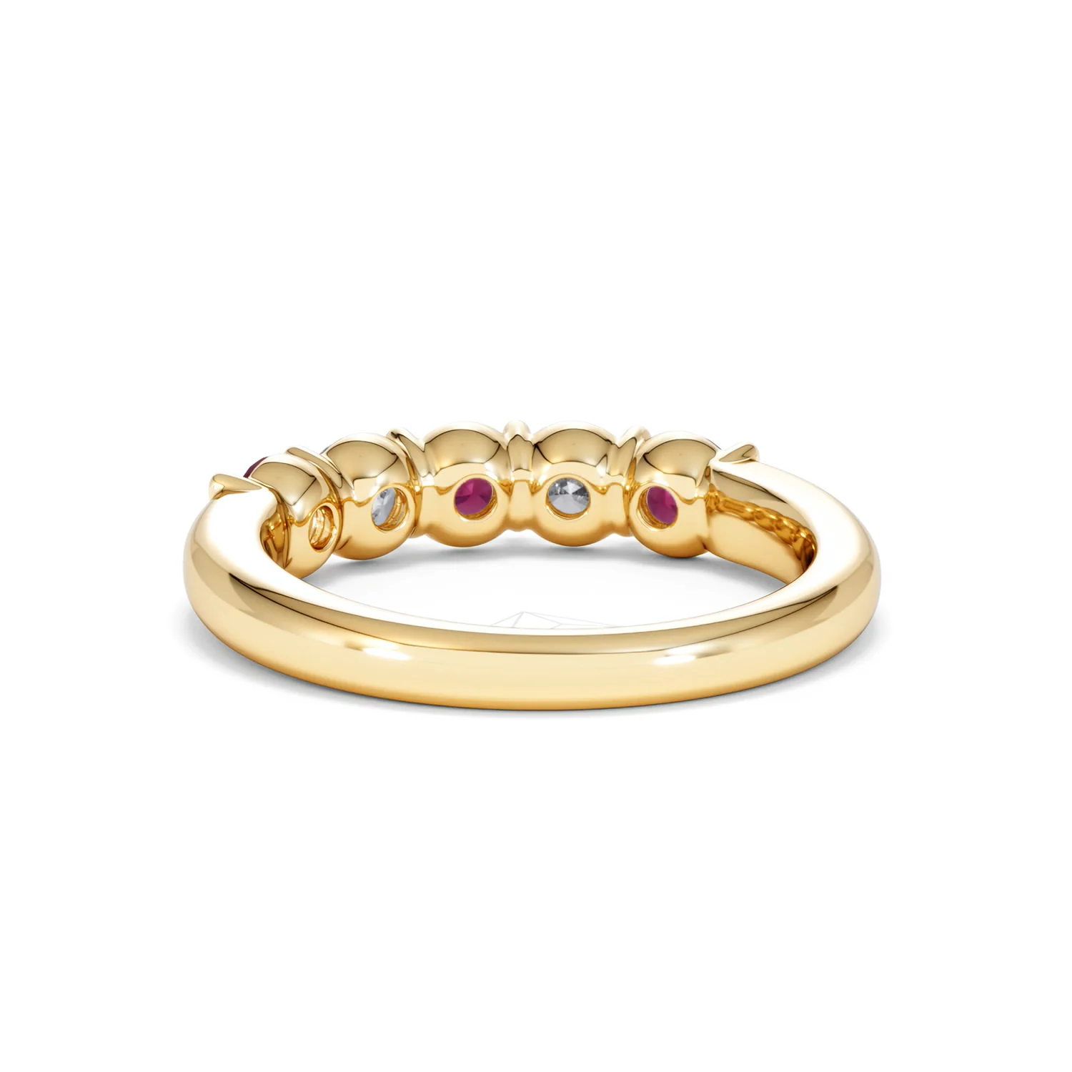 Solene 0.75ct Round Cut Lab Ruby and Lab Diamond Half Eternity Ring in 18K Yellow Gold - Image 52
