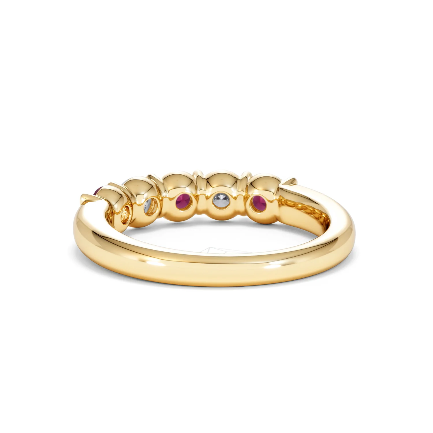 Solene 0.75ct Round Cut Lab Ruby and Lab Diamond Half Eternity Ring in 18K Yellow Gold - Image 53