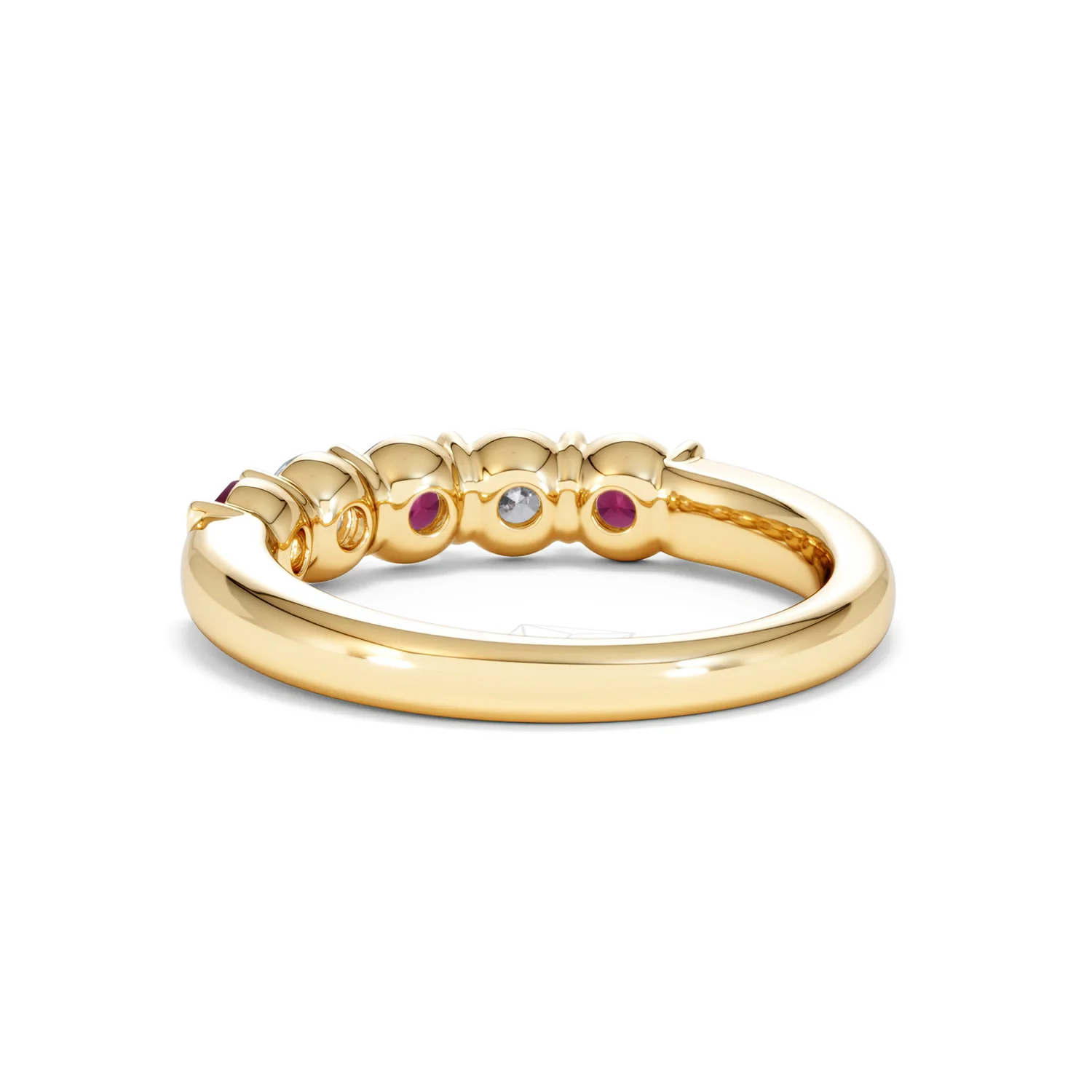 Solene 0.75ct Round Cut Lab Ruby and Lab Diamond Half Eternity Ring in 18K Yellow Gold - Image 55
