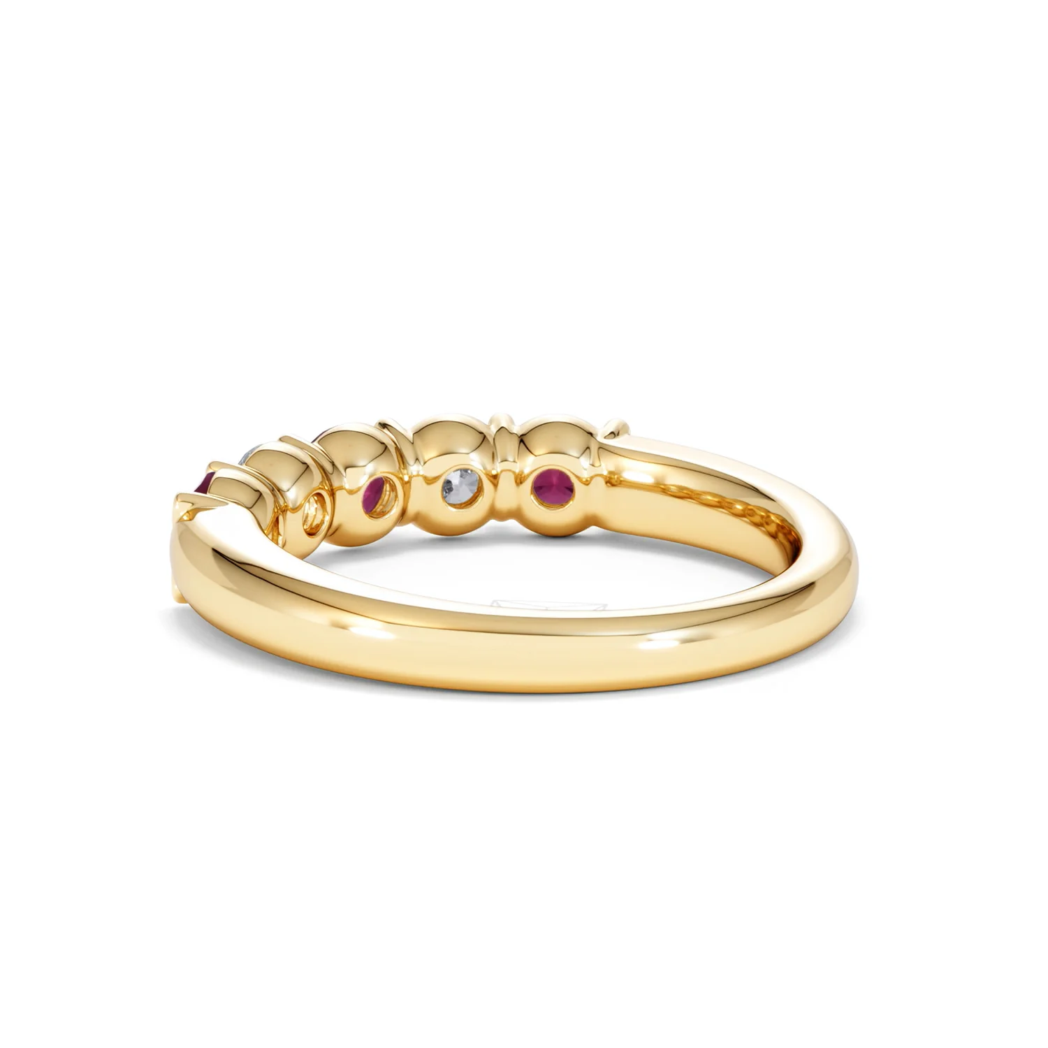 Solene 0.75ct Round Cut Lab Ruby and Lab Diamond Half Eternity Ring in 18K Yellow Gold - Image 57