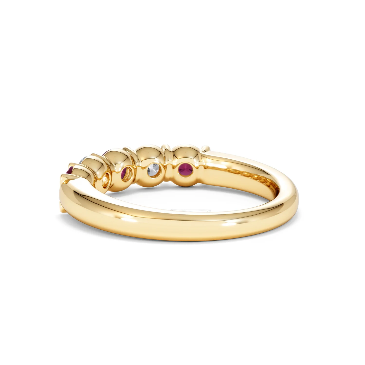 Solene 0.75ct Round Cut Lab Ruby and Lab Diamond Half Eternity Ring in 18K Yellow Gold - Image 58