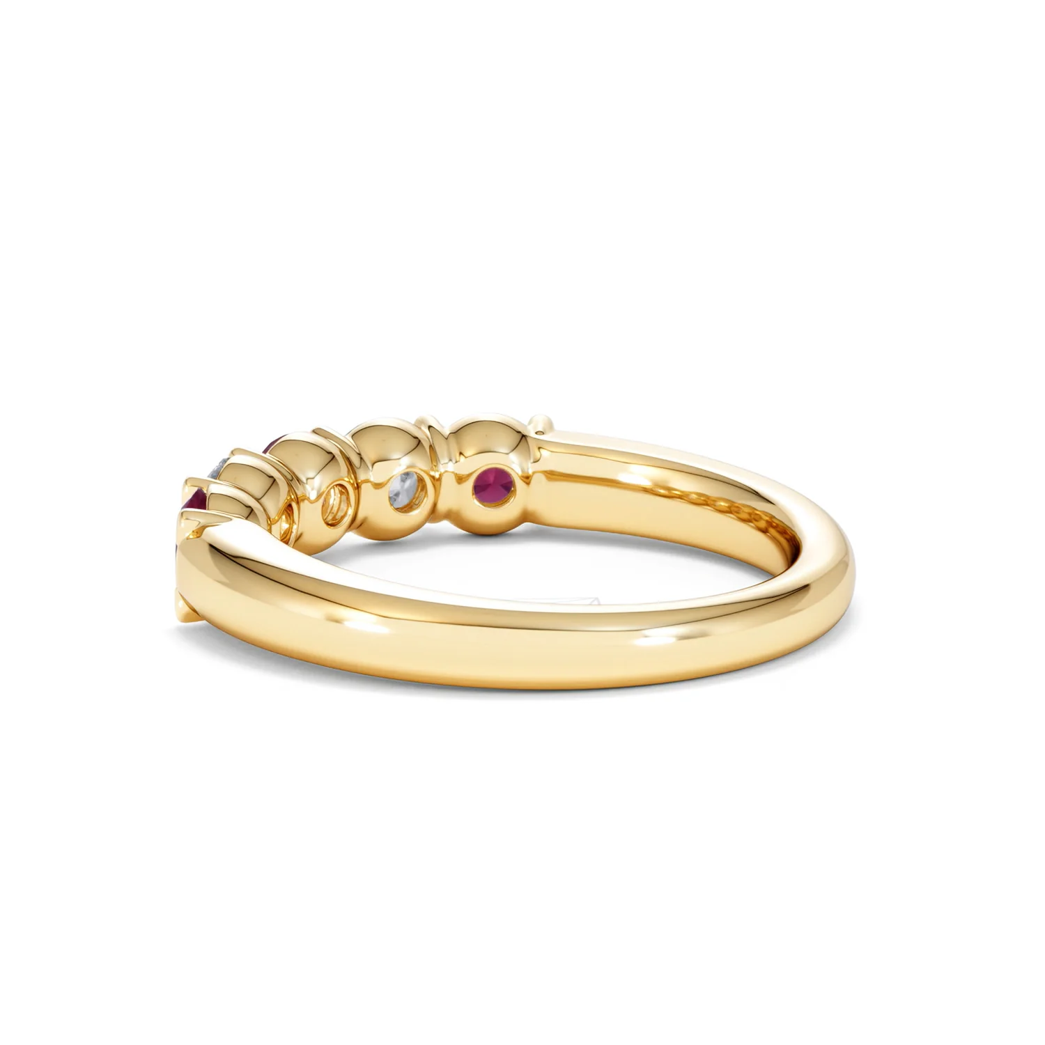 Solene 0.75ct Round Cut Lab Ruby and Lab Diamond Half Eternity Ring in 18K Yellow Gold - Image 60