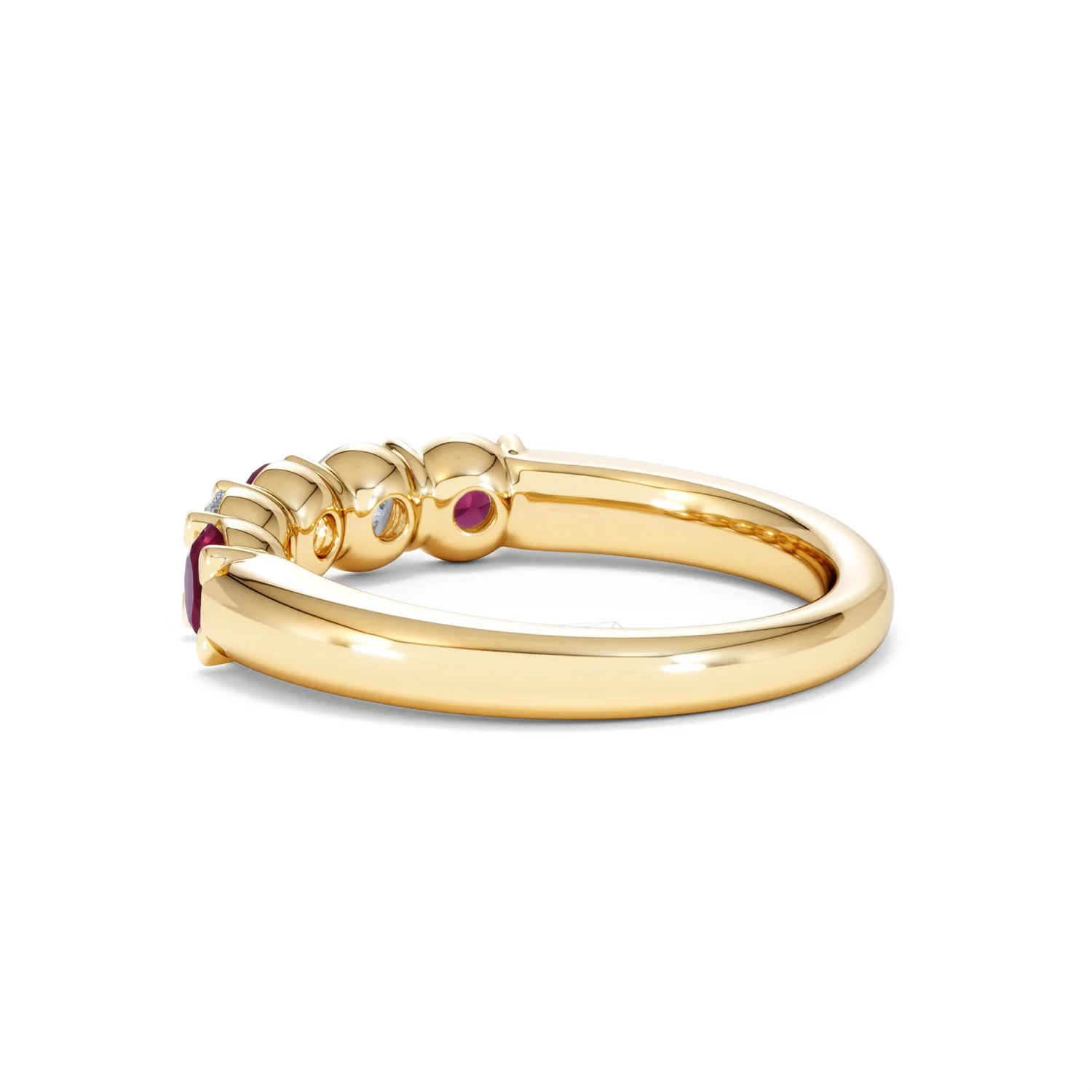 Solene 0.75ct Round Cut Lab Ruby and Lab Diamond Half Eternity Ring in 18K Yellow Gold - Image 62