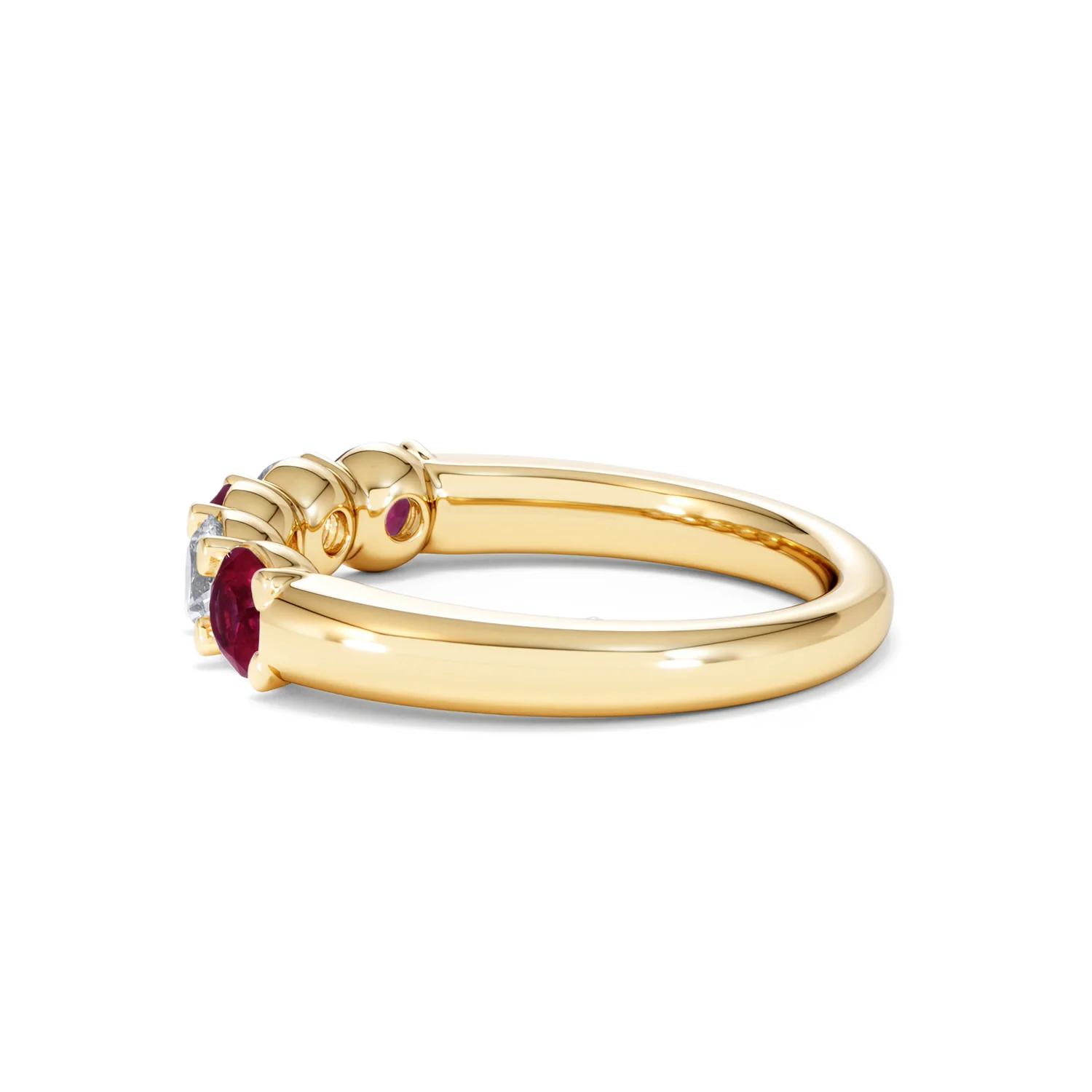 Solene 0.75ct Round Cut Lab Ruby and Lab Diamond Half Eternity Ring in 18K Yellow Gold - Image 66
