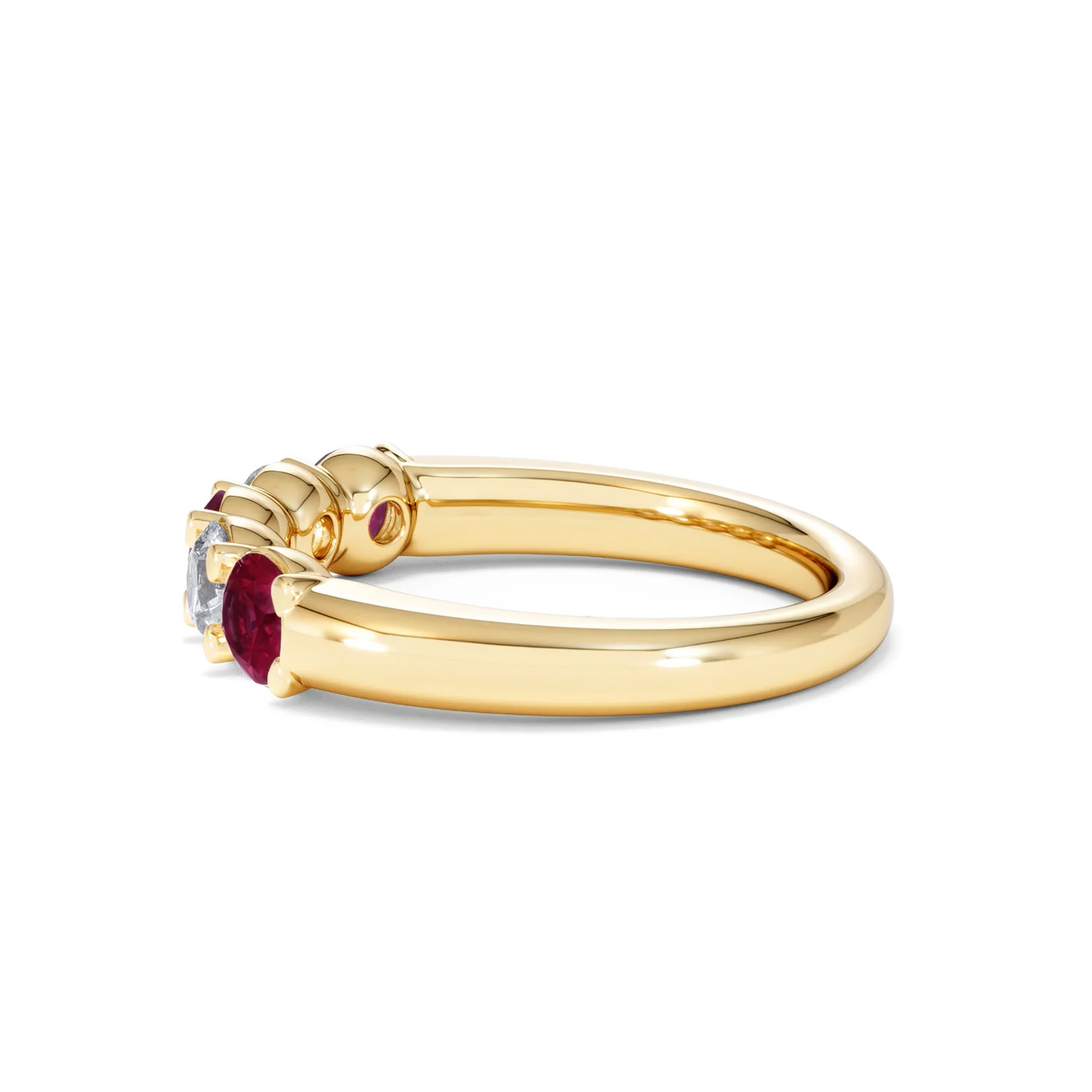 Solene 0.75ct Round Cut Lab Ruby and Lab Diamond Half Eternity Ring in 18K Yellow Gold - Image 67