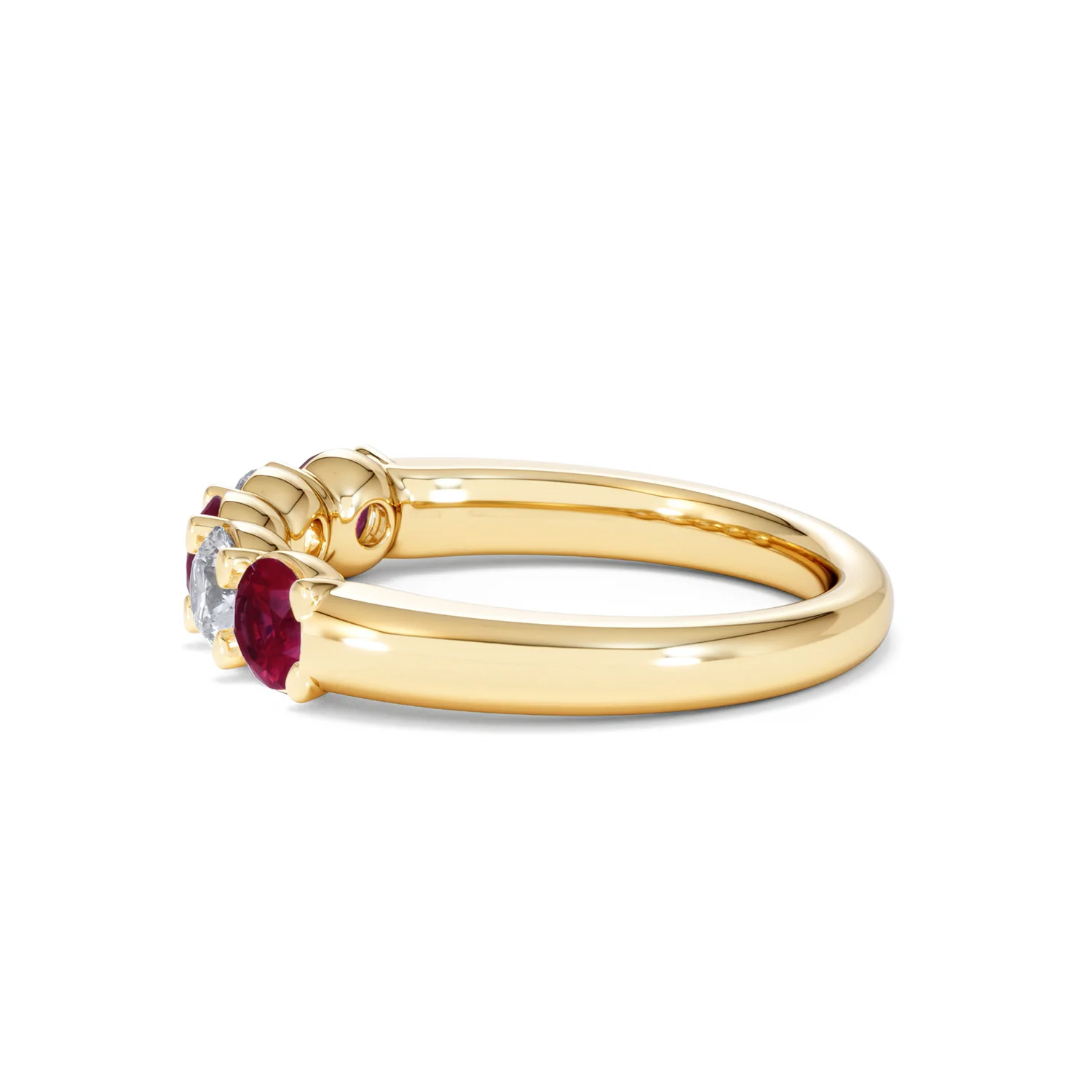 Solene 0.75ct Round Cut Lab Ruby and Lab Diamond Half Eternity Ring in 18K Yellow Gold - Image 68