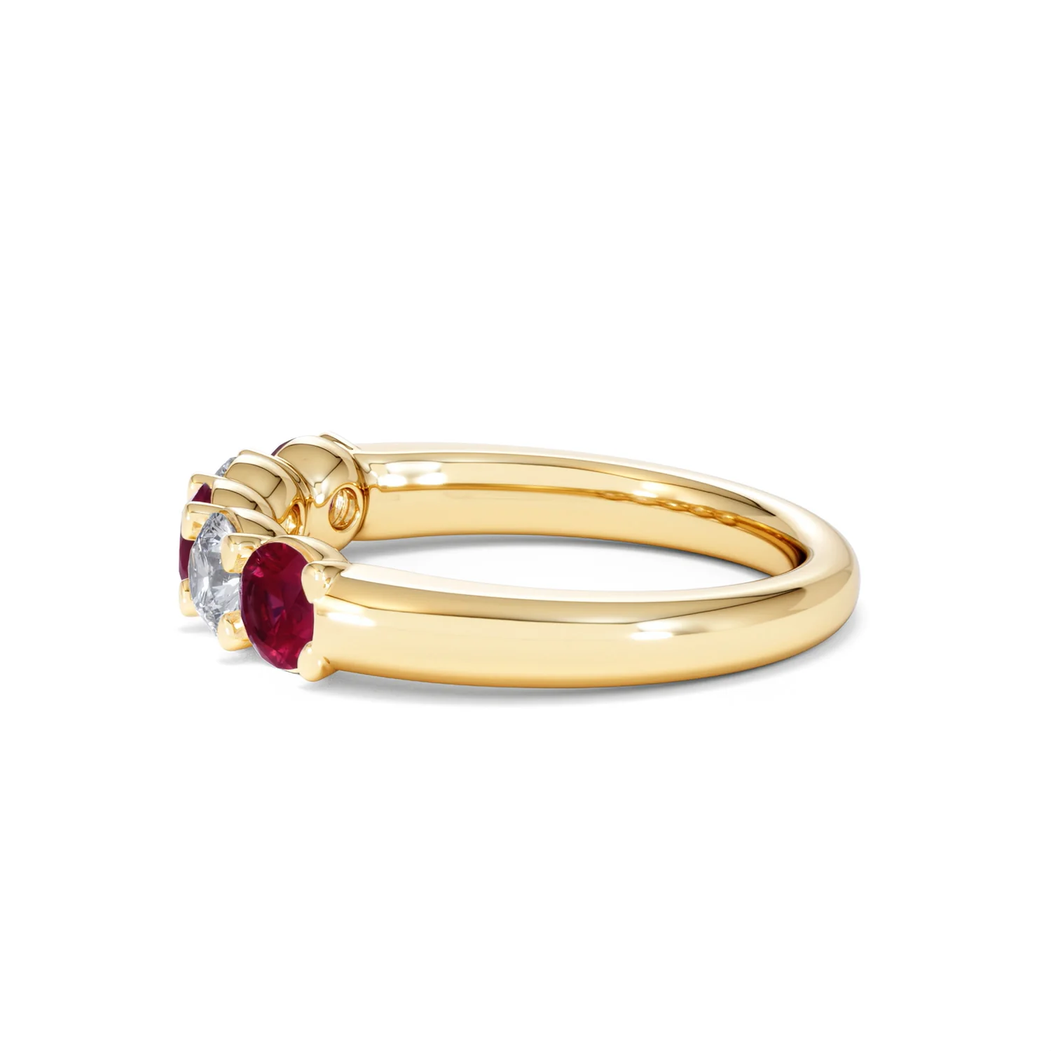 Solene 0.75ct Round Cut Lab Ruby and Lab Diamond Half Eternity Ring in 18K Yellow Gold - Image 69