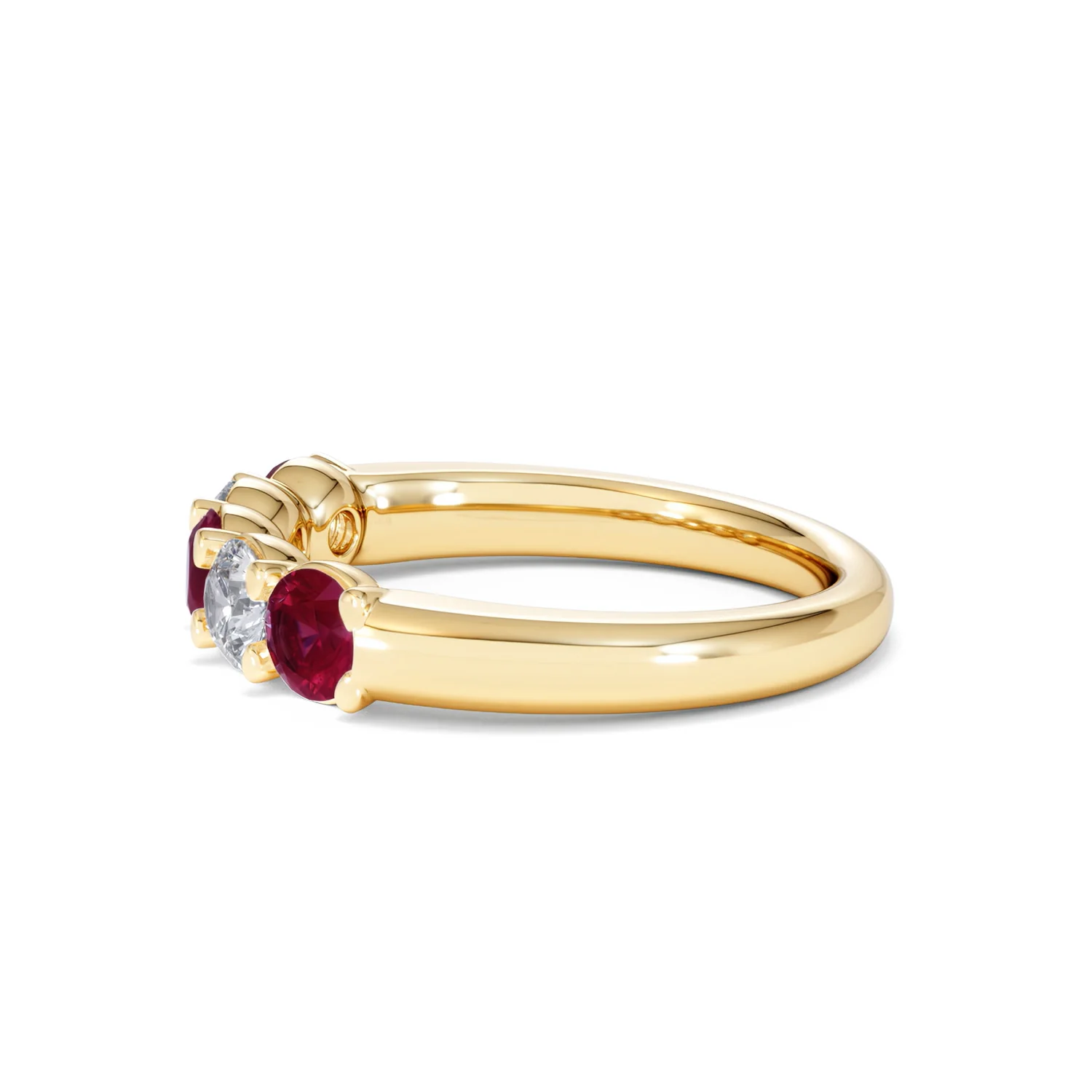 Solene 0.75ct Round Cut Lab Ruby and Lab Diamond Half Eternity Ring in 18K Yellow Gold - Image 70